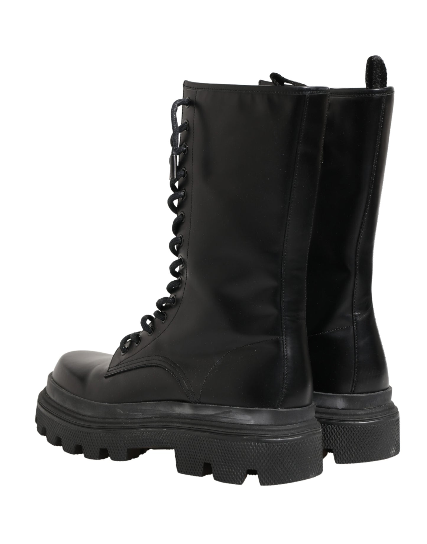 Dolce & Gabbana Black Leather Trek Sole Combat Boots