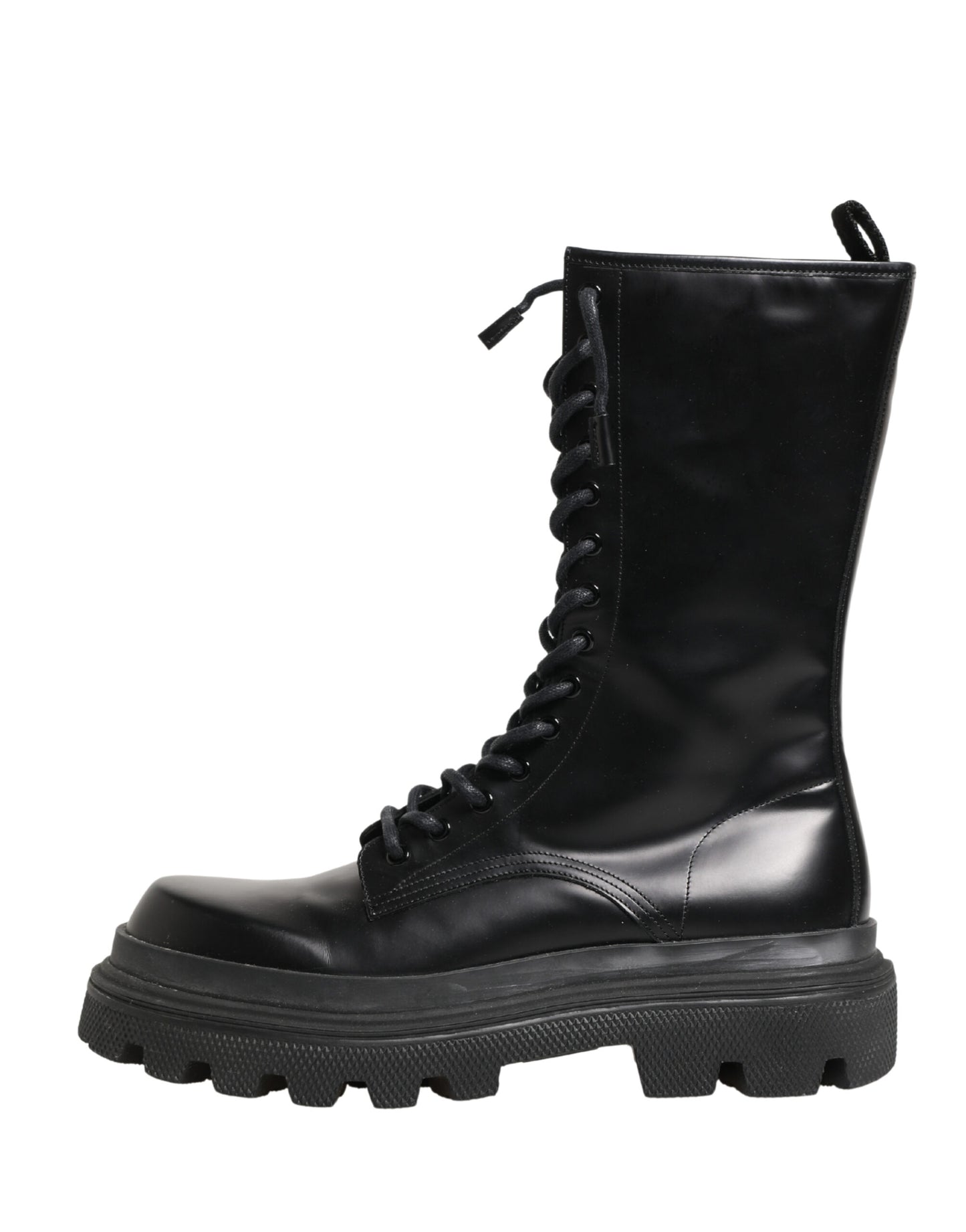 Dolce & Gabbana Black Leather Trek Sole Combat Boots