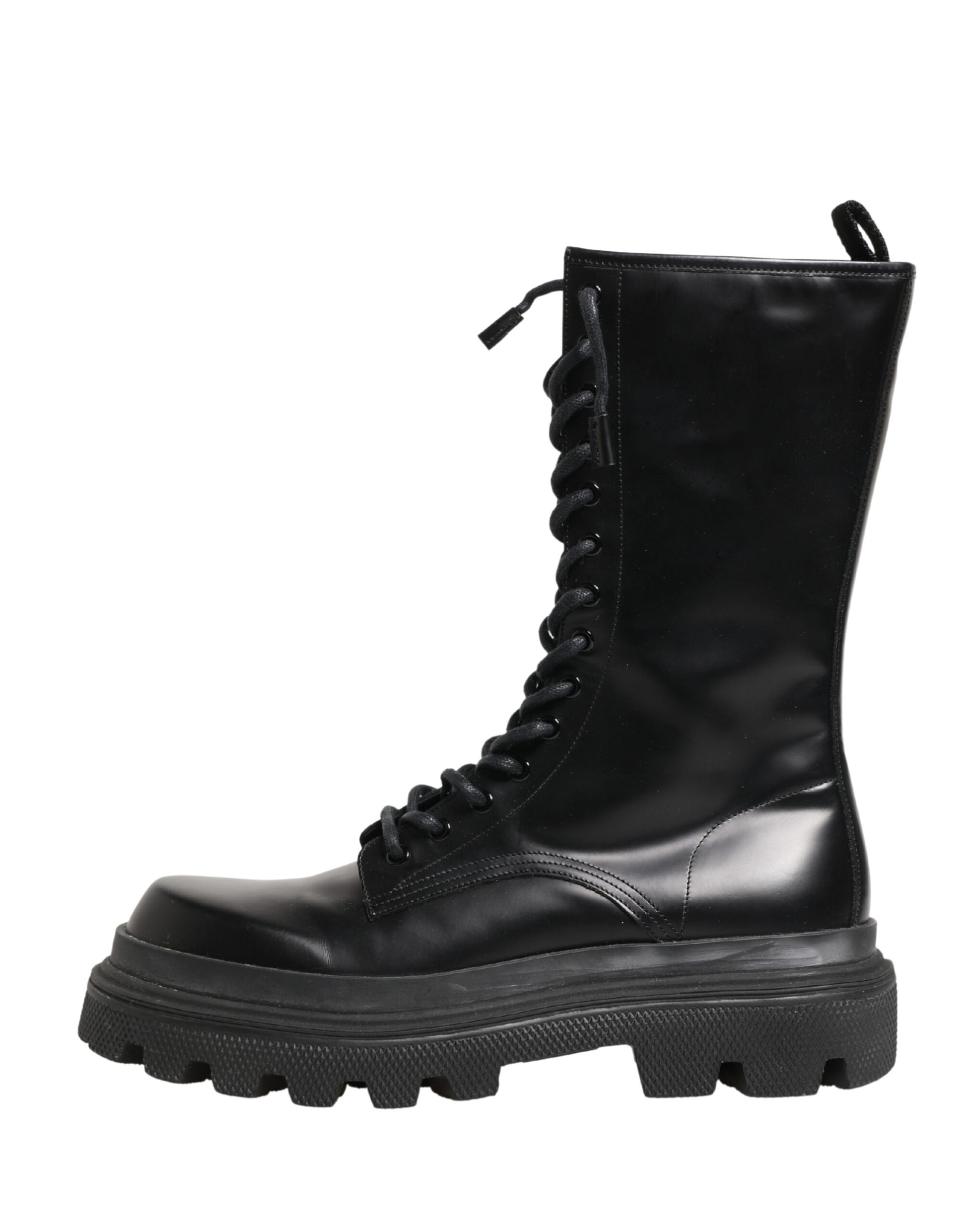 Dolce & Gabbana Black Leather Trek Sole Combat Boots