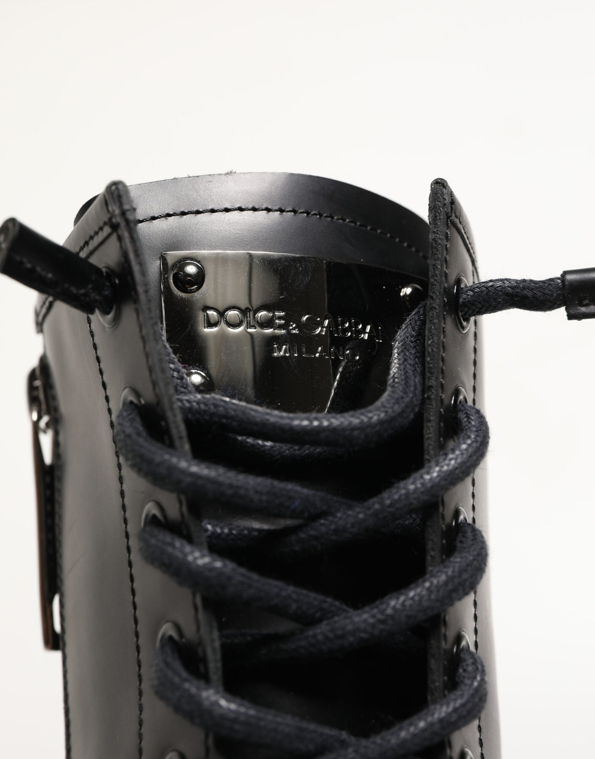 Dolce & Gabbana Black Leather Trek Sole Combat Boots