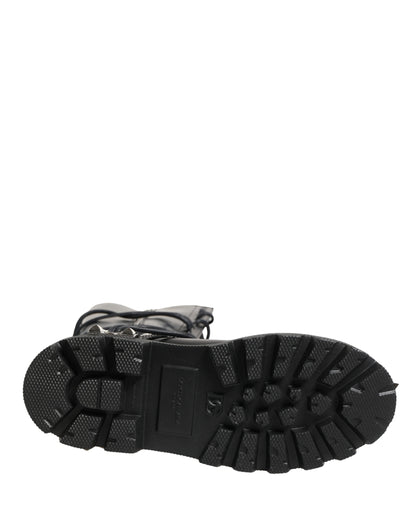 Dolce & Gabbana Black Leather Knee High Combat Boots