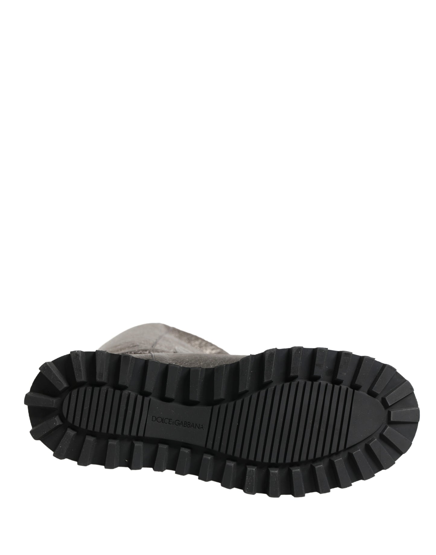 Dolce & Gabbana Metallic Silver Leather Mid Calf Boots