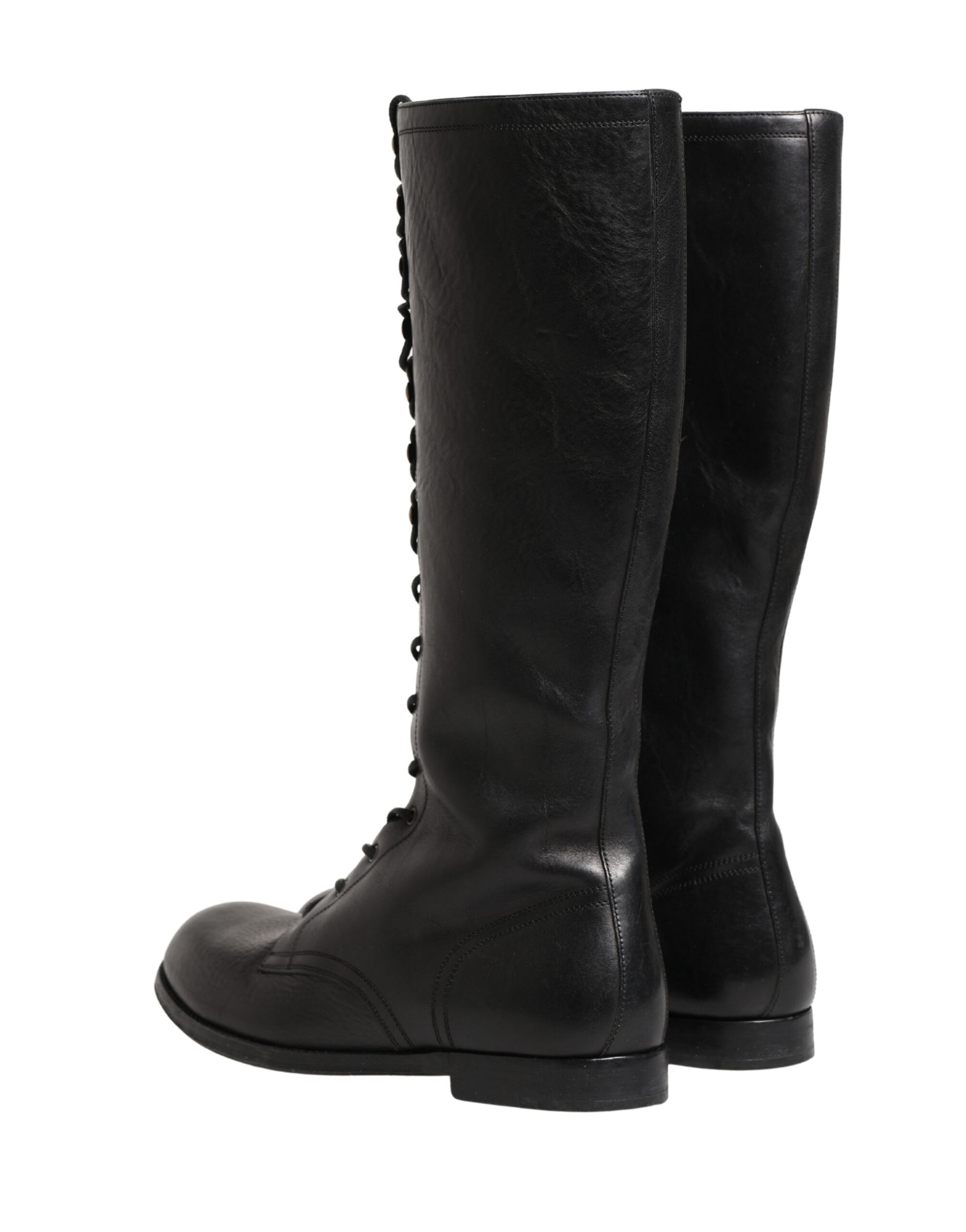 Dolce & Gabbana Re-Edition Black Leather Lace Up Boots