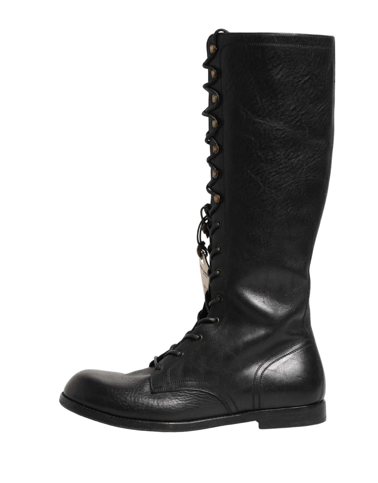 Dolce & Gabbana Re-Edition Black Leather Lace Up Boots