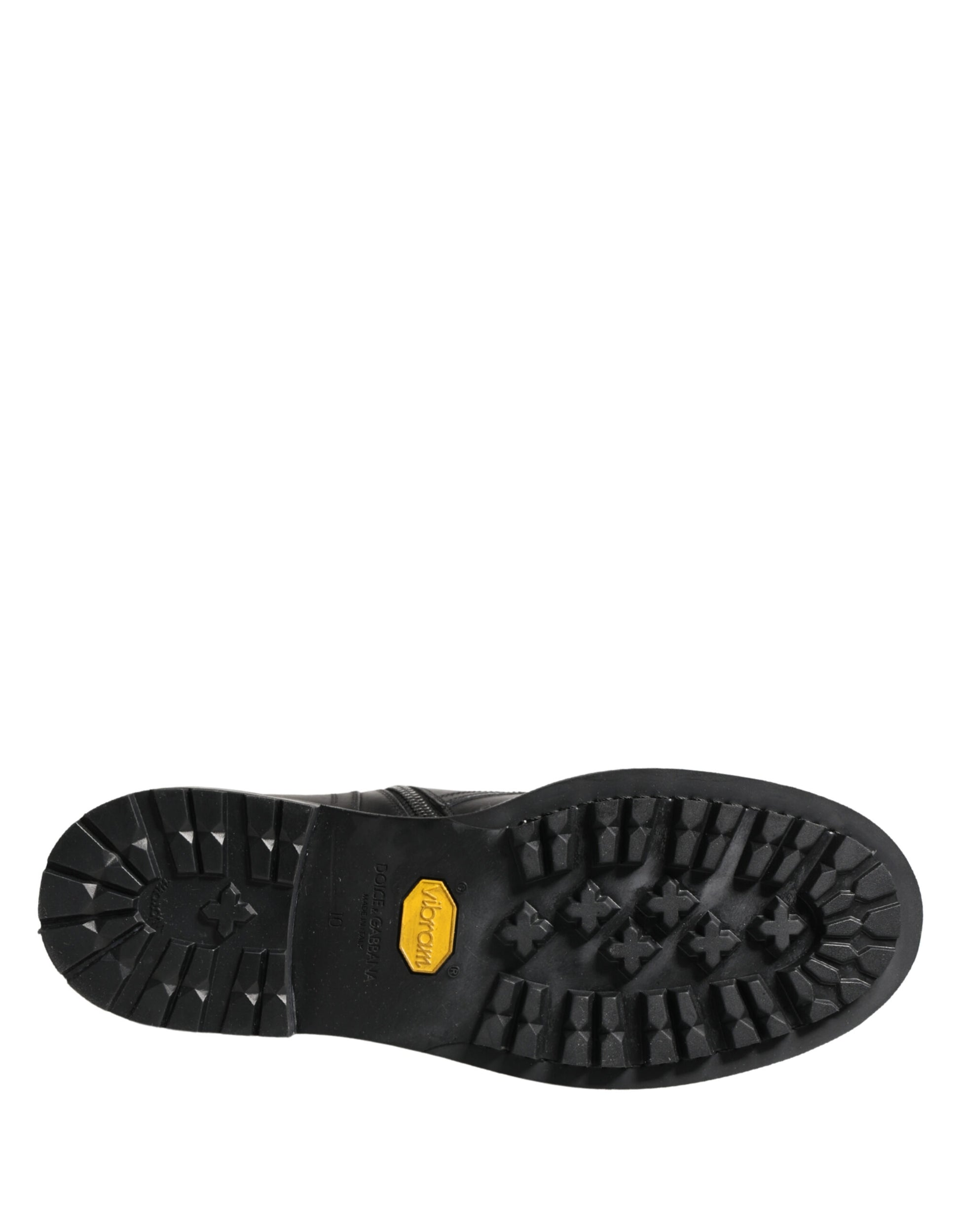 Dolce & Gabbana Black Leather Belted Buckle Combat Boots