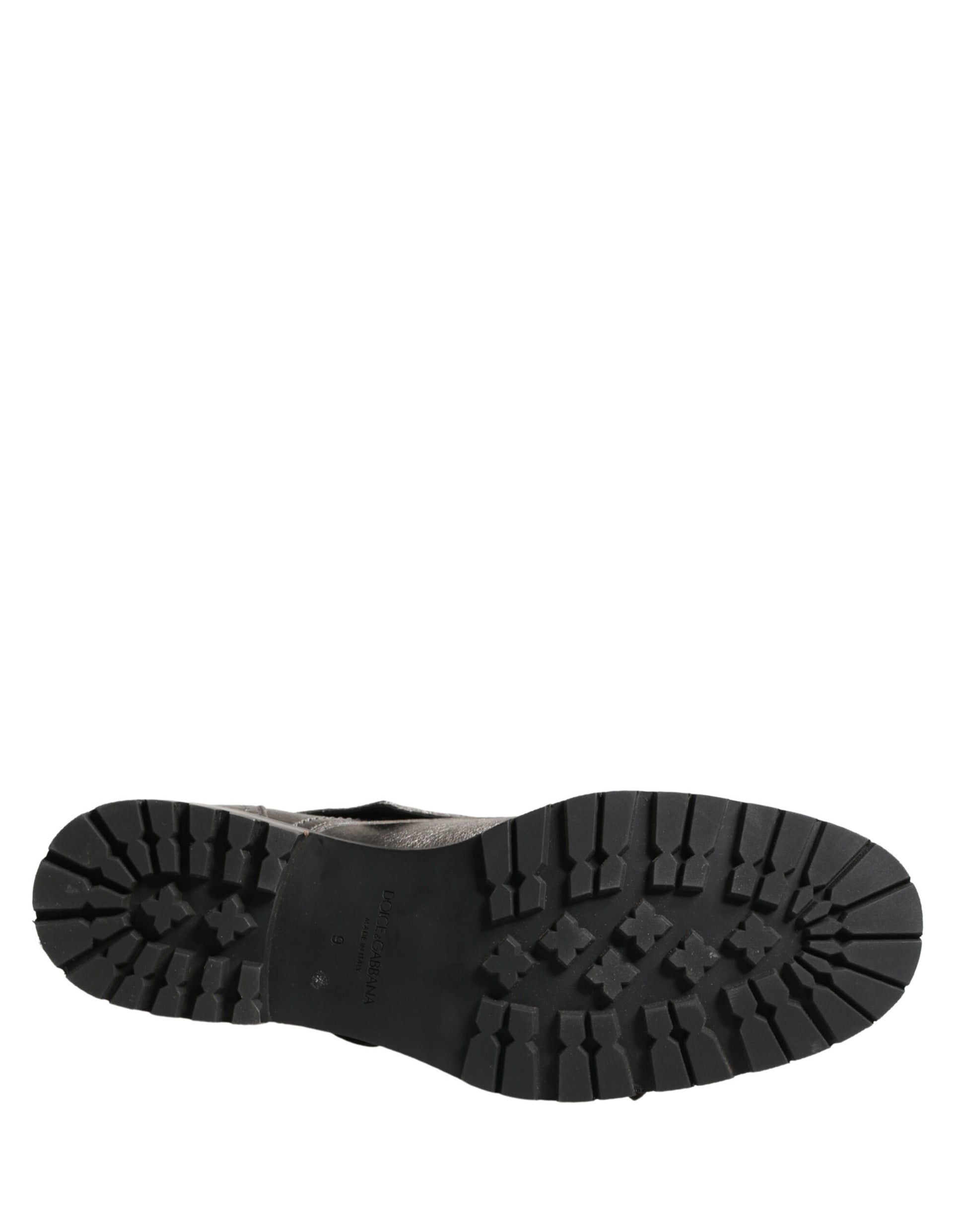 Dolce & Gabbana Metallic Silver Leather Buckle Ankle Boots