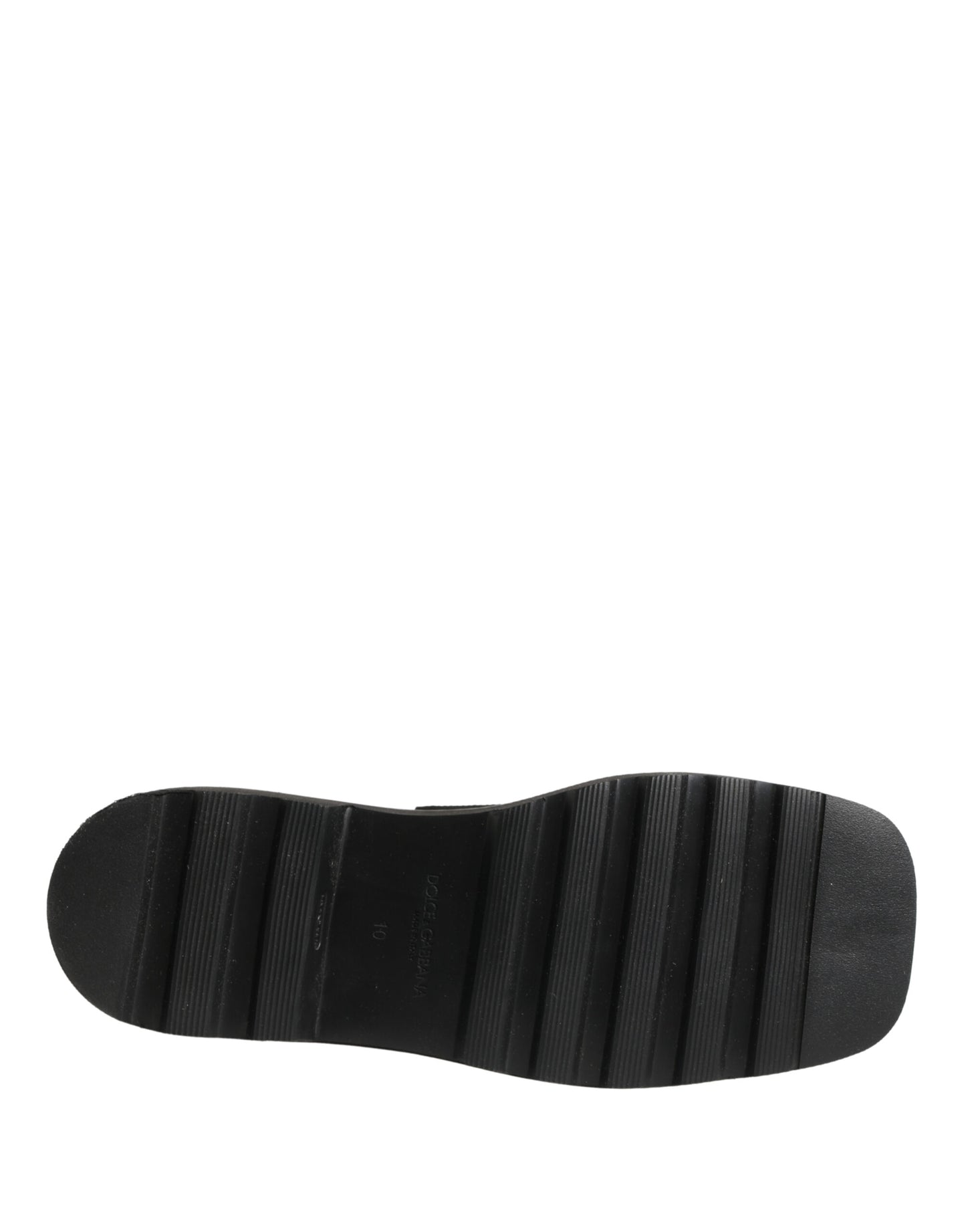 Dolce & Gabbana Black Leather Logo Plaque Ankle Boots