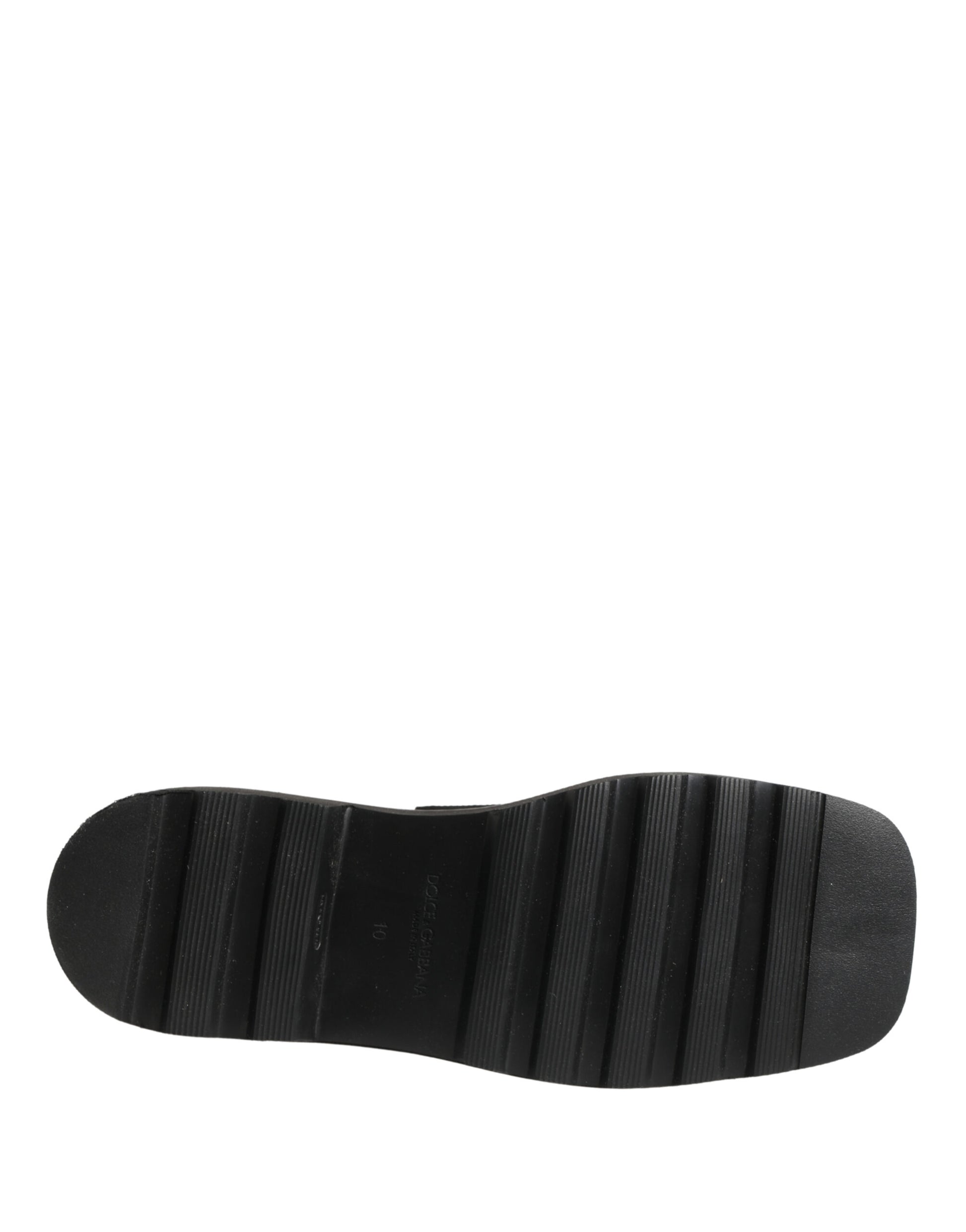 Dolce & Gabbana Black Leather Logo Plaque Ankle Boots