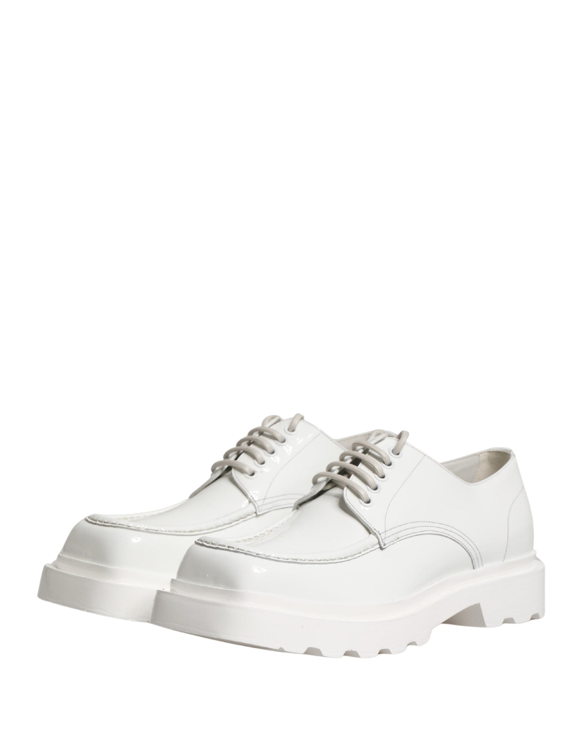Dolce & Gabbana White Leather Chunky Sole Derby Shoes