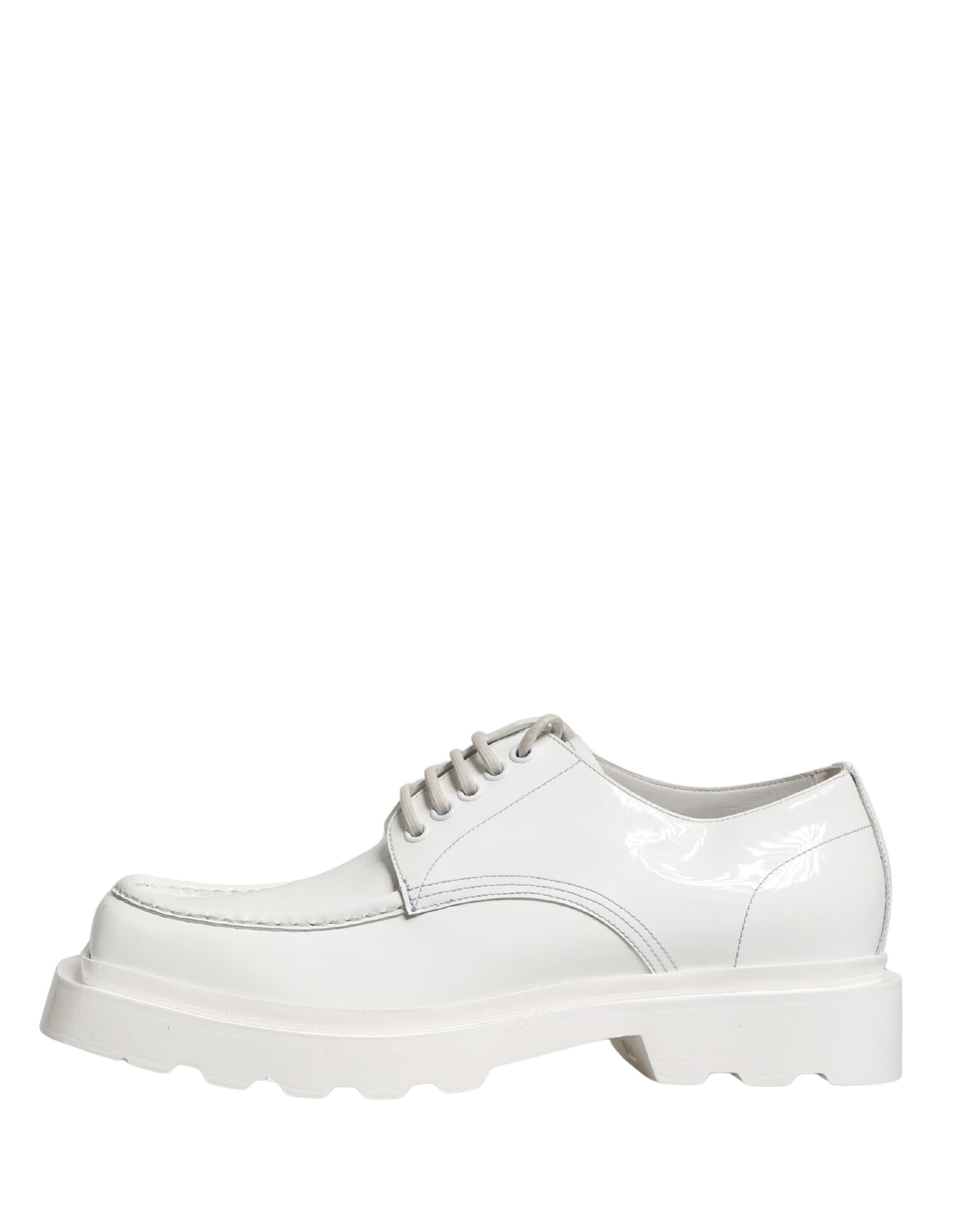 Dolce & Gabbana White Leather Chunky Sole Derby Shoes