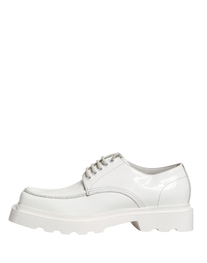 Dolce & Gabbana White Leather Chunky Sole Derby Shoes