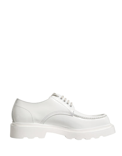 Dolce & Gabbana White Leather Chunky Sole Derby Shoes