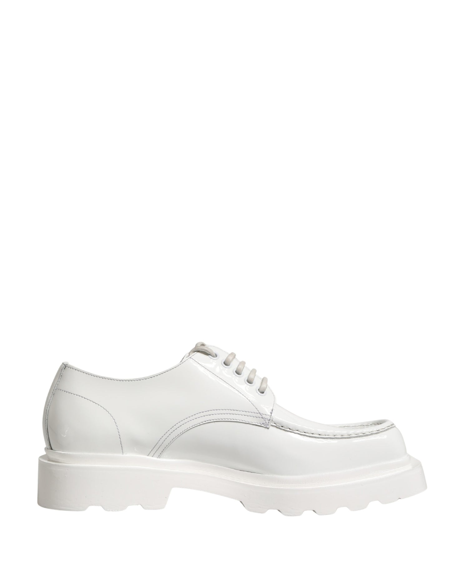 Dolce & Gabbana White Leather Chunky Sole Derby Shoes
