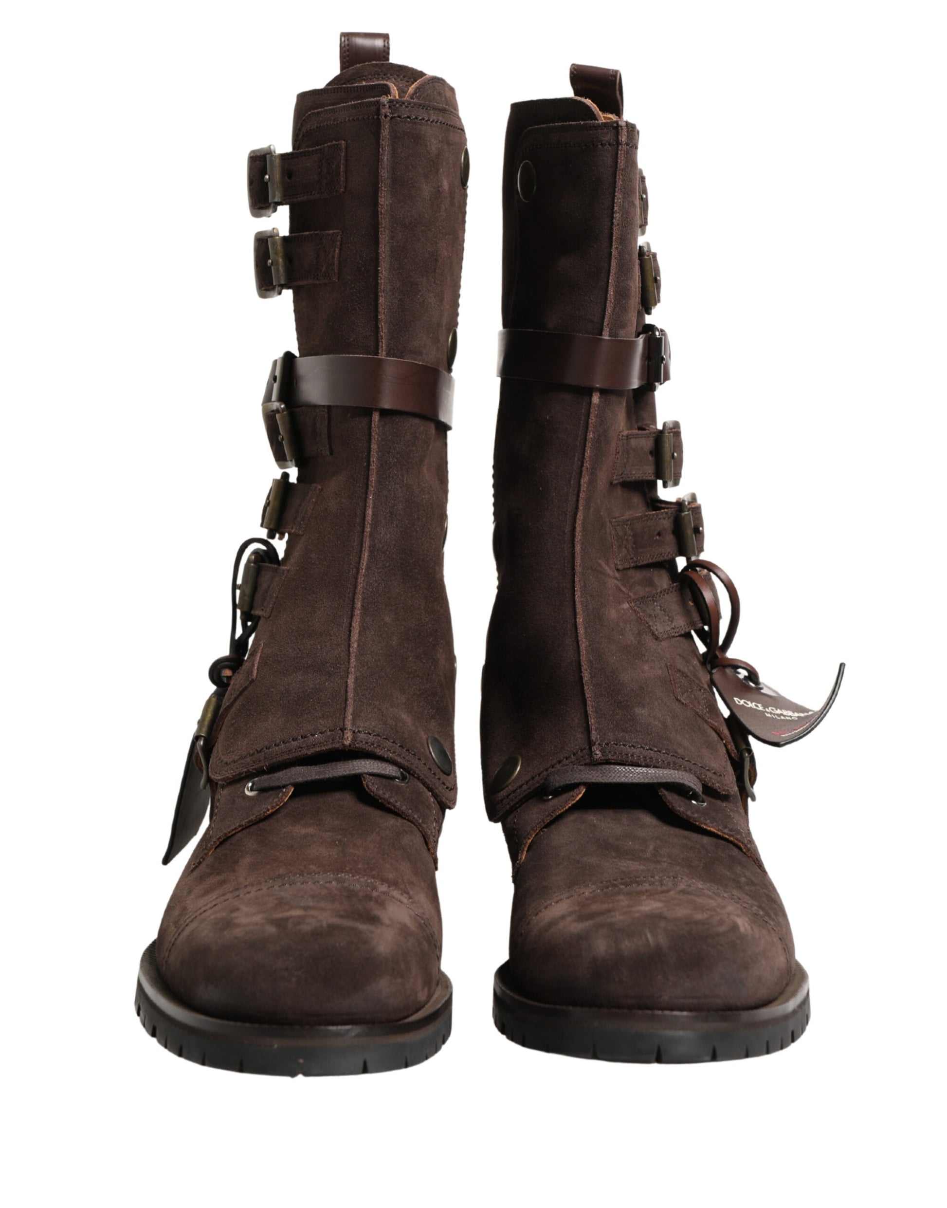 Dolce & Gabbana Brown Suede Leather Combat Ankle Boots