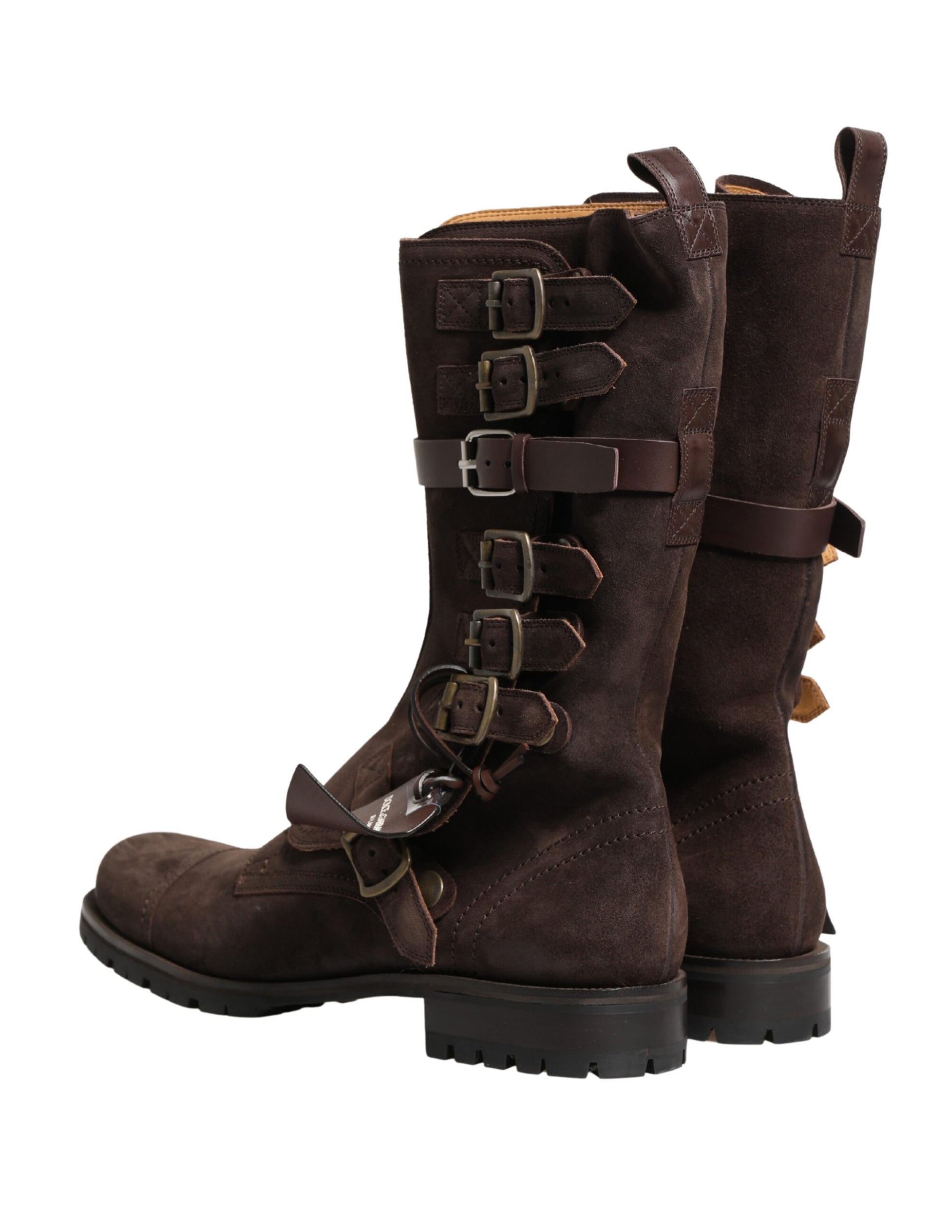 Dolce & Gabbana Brown Suede Leather Combat Ankle Boots