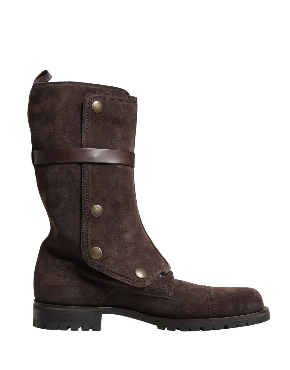 Dolce & Gabbana Brown Suede Leather Combat Ankle Boots
