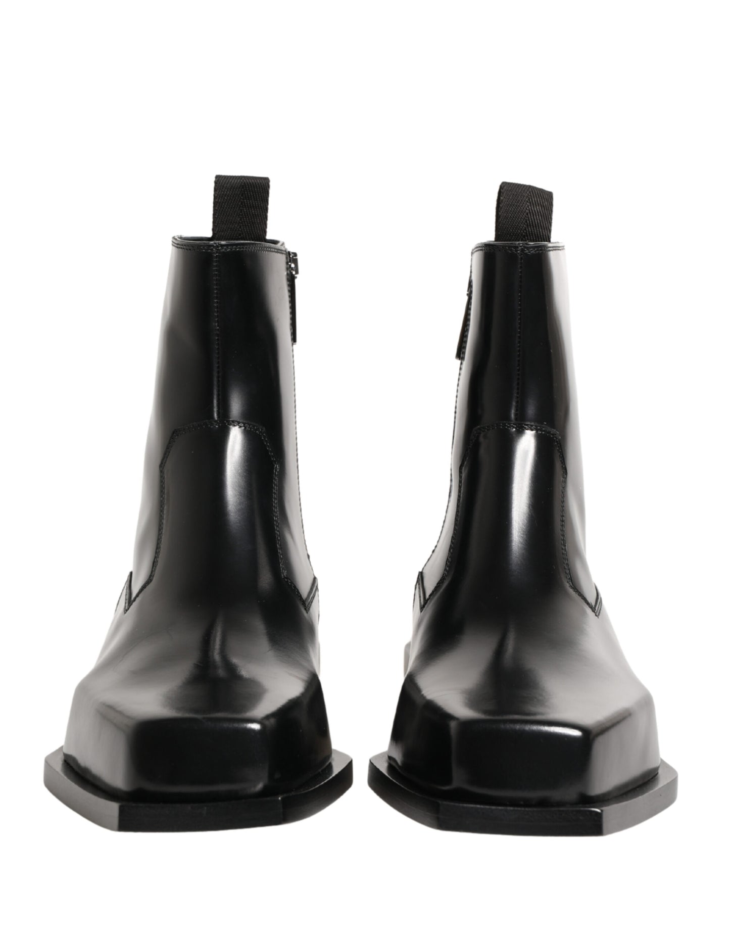 Dolce & Gabbana Black Leather Zip Closure Ankle Boots