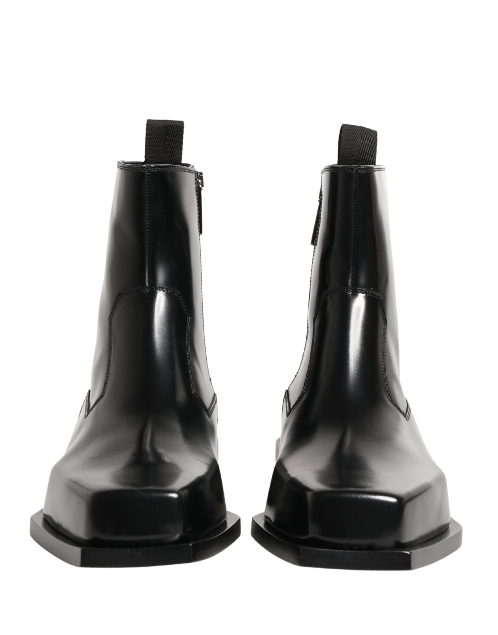 Dolce & Gabbana Black Leather Zip Closure Ankle Boots