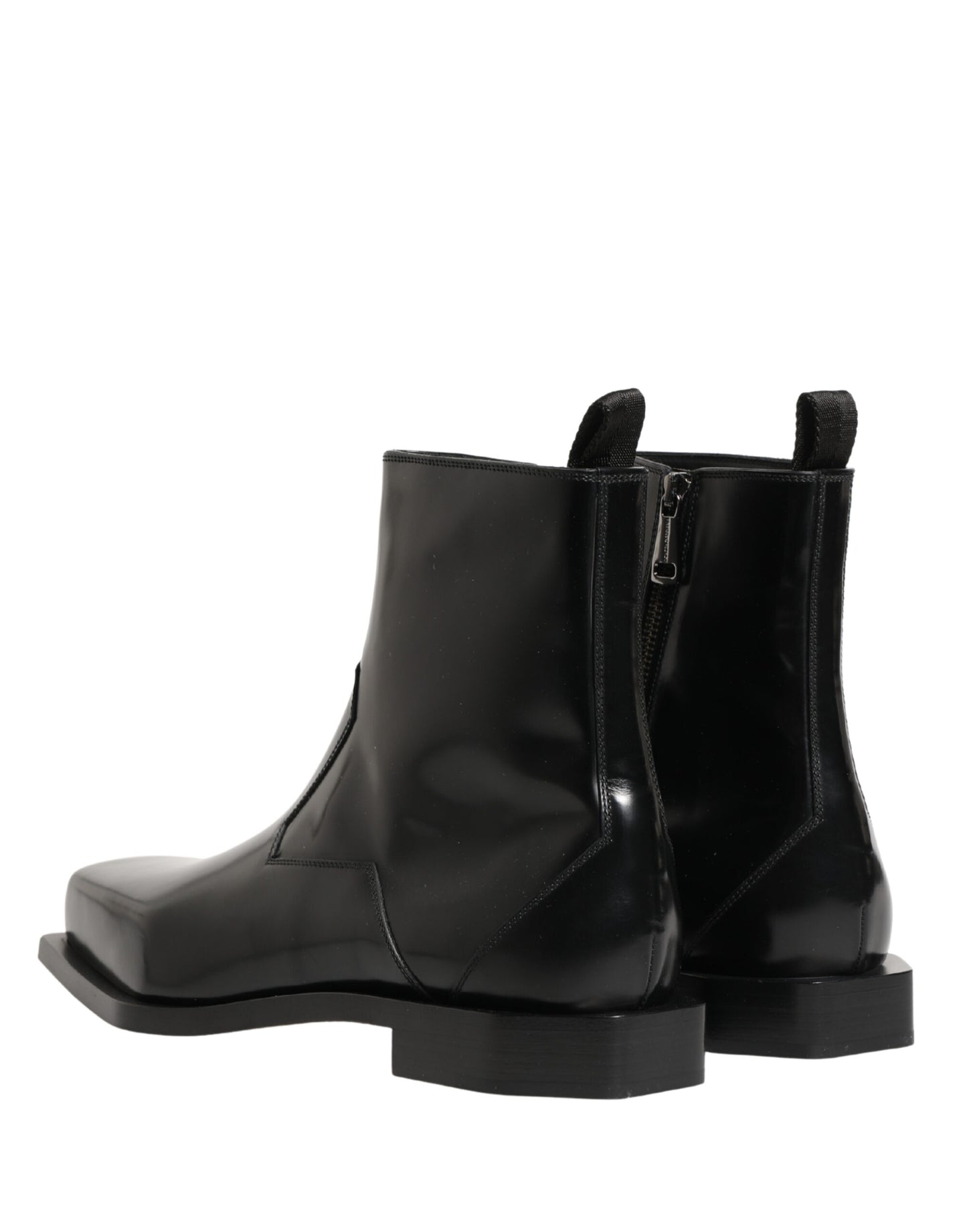 Dolce & Gabbana Black Leather Zip Closure Ankle Boots