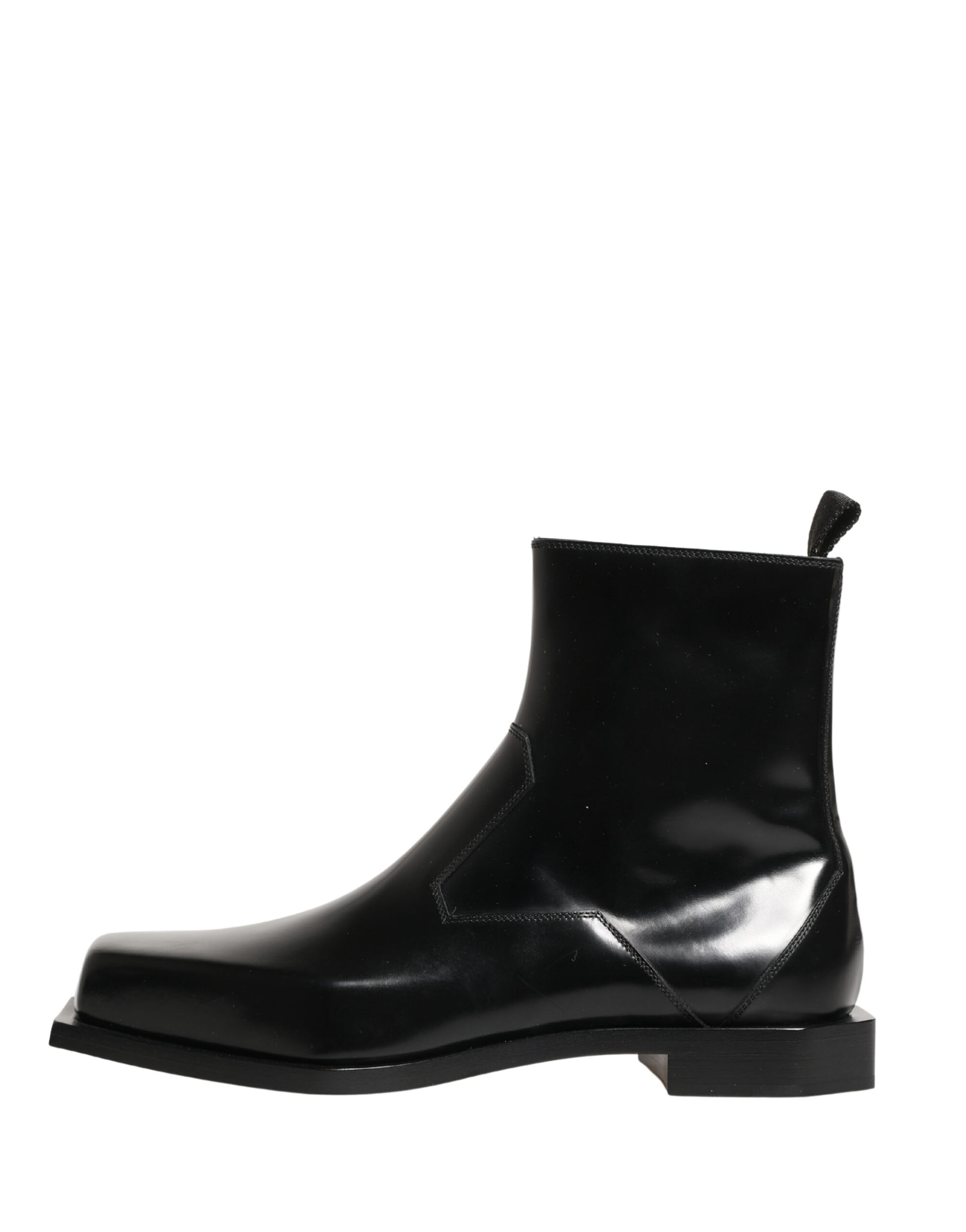 Dolce & Gabbana Black Leather Zip Closure Ankle Boots