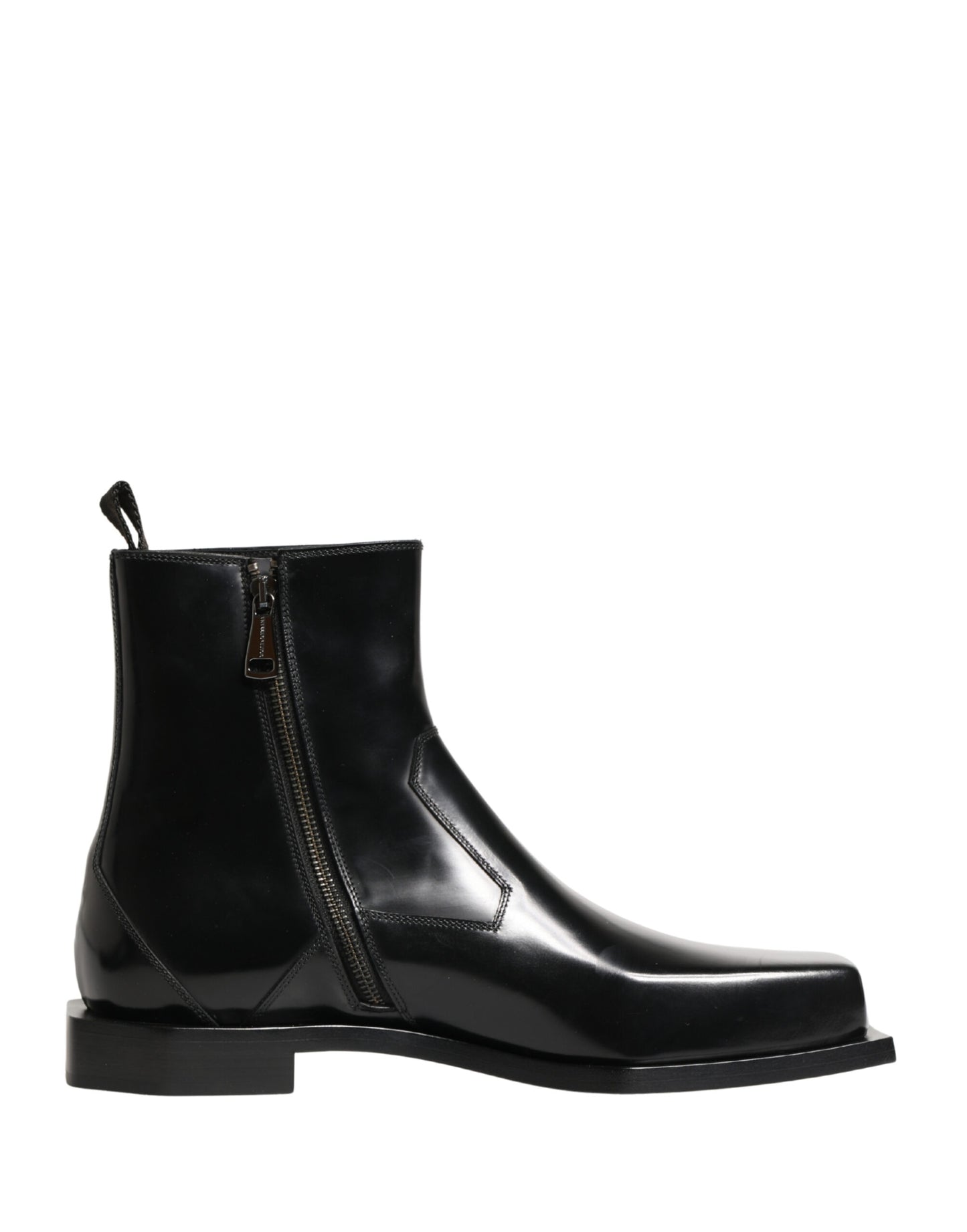 Dolce & Gabbana Black Leather Zip Closure Ankle Boots