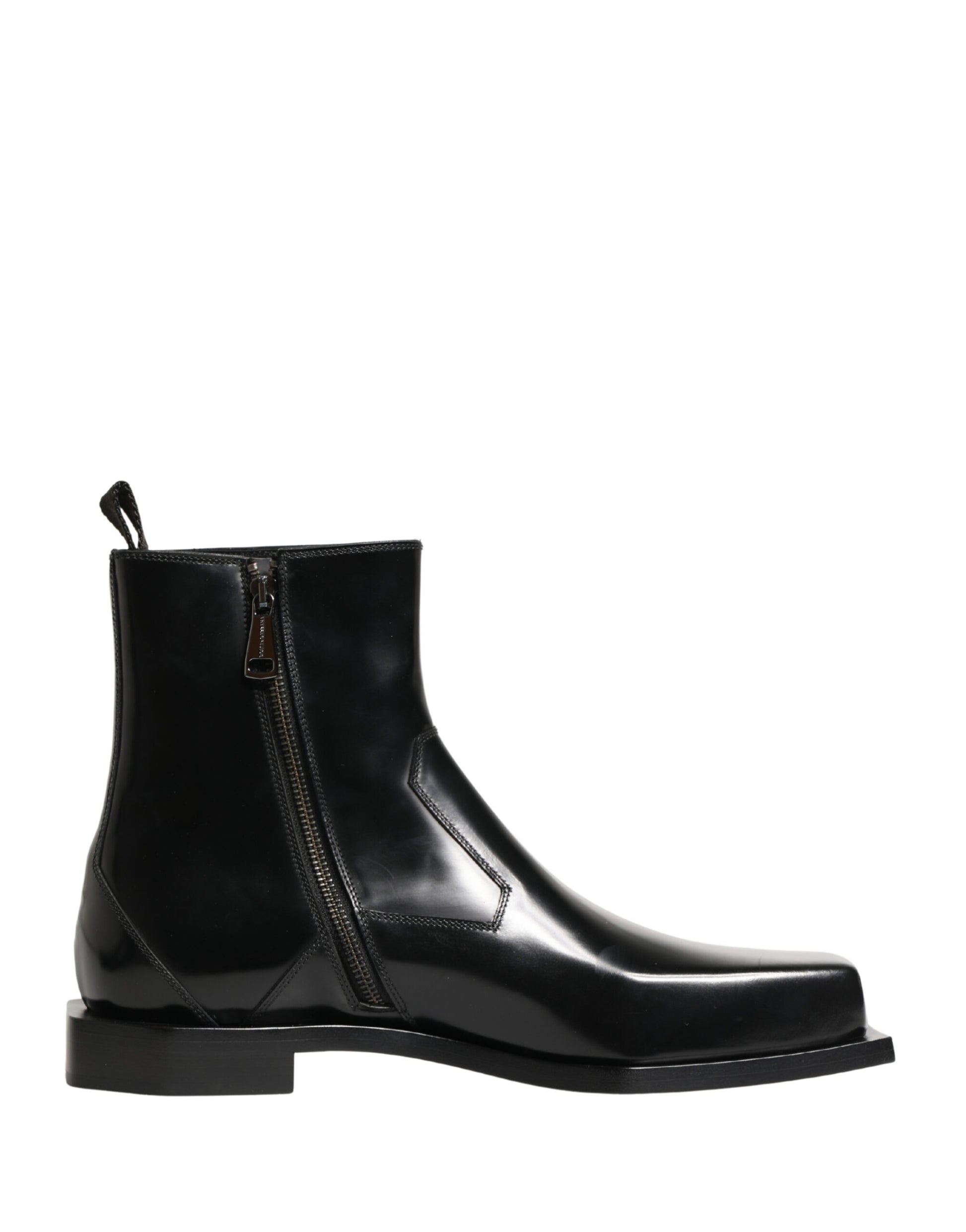 Dolce & Gabbana Black Leather Zip Closure Ankle Boots