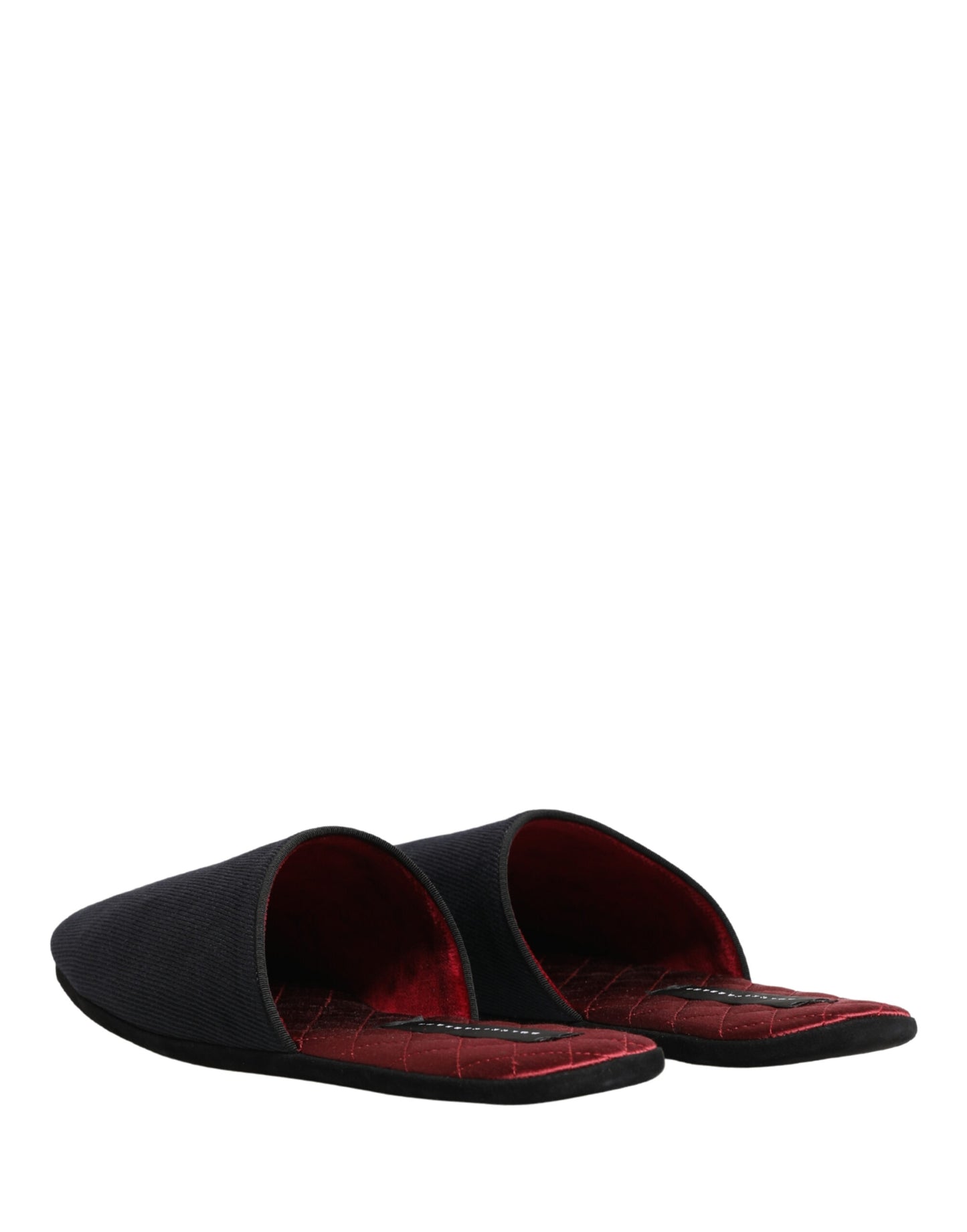 Dolce & Gabbana Dark Navy Wool Cotton Red Chevron Slippers