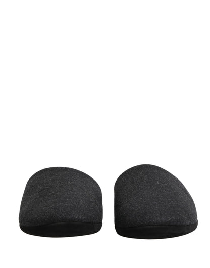 Dolce & Gabbana Anthracite Wool Cashmere Quilted Slippers