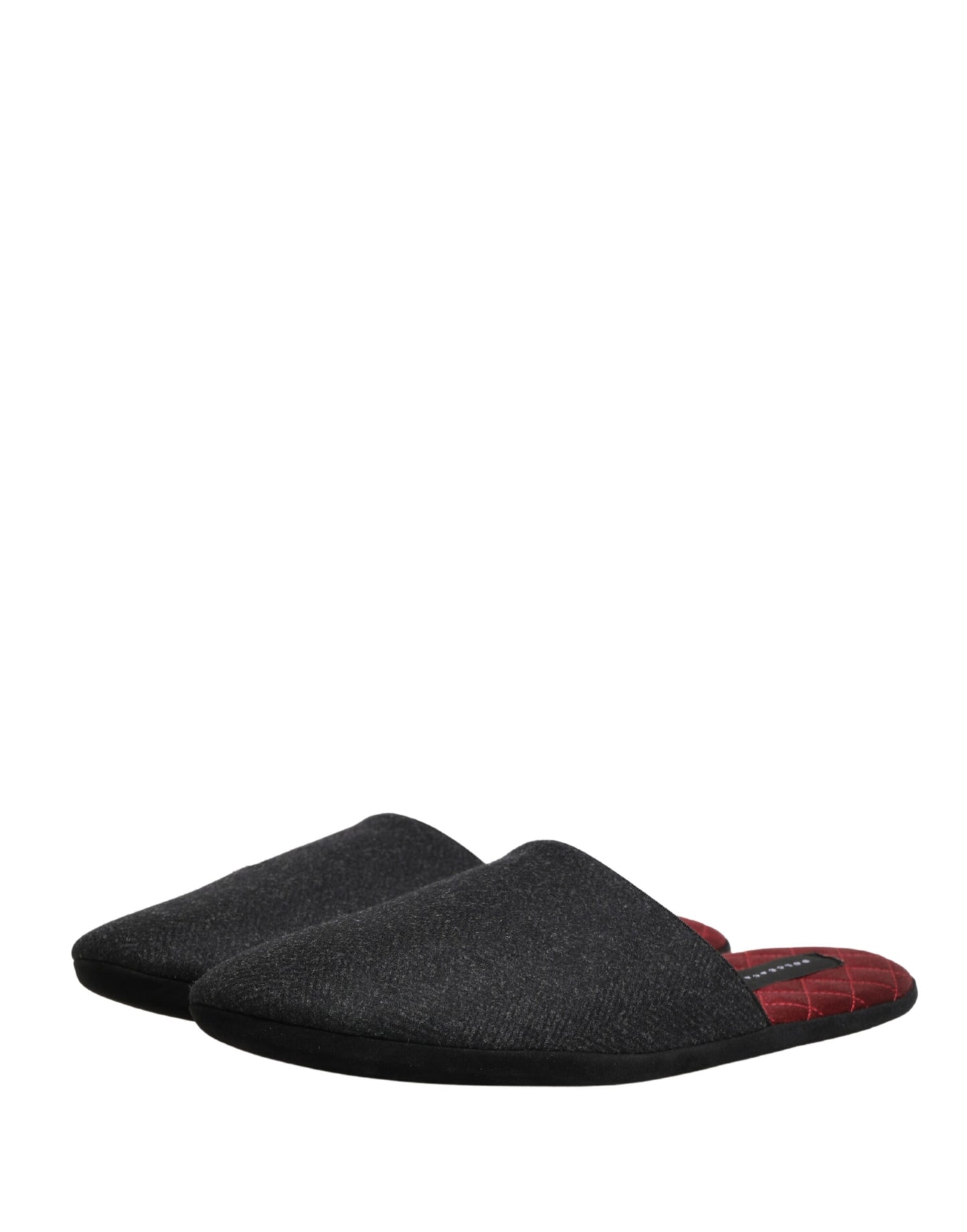 Dolce & Gabbana Anthracite Wool Cashmere Quilted Slippers