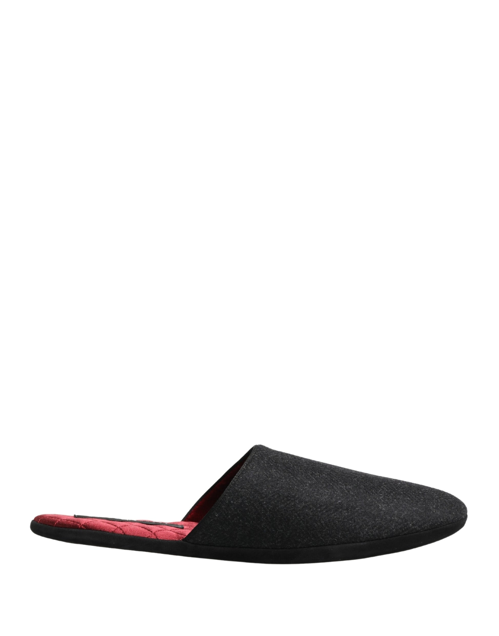 Dolce & Gabbana Anthracite Wool Cashmere Quilted Slippers