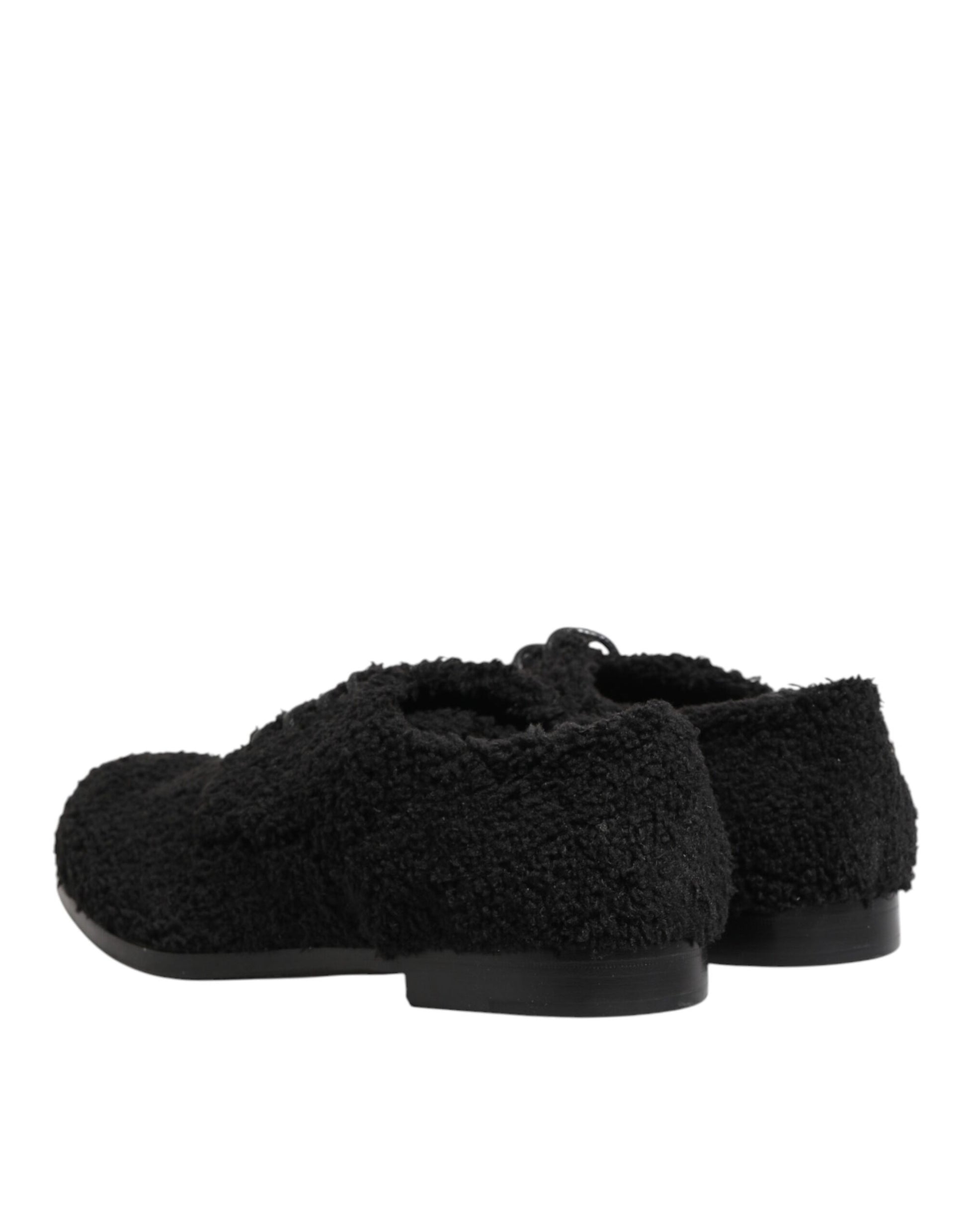 Dolce & Gabbana Men Black Riccio Shearling Dress Derby Shoes