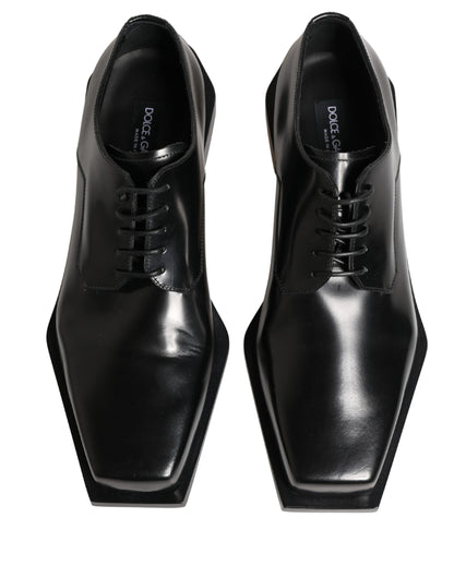 Dolce & Gabbana Black Matte Lace-Up Leather Dress Derby Shoes
