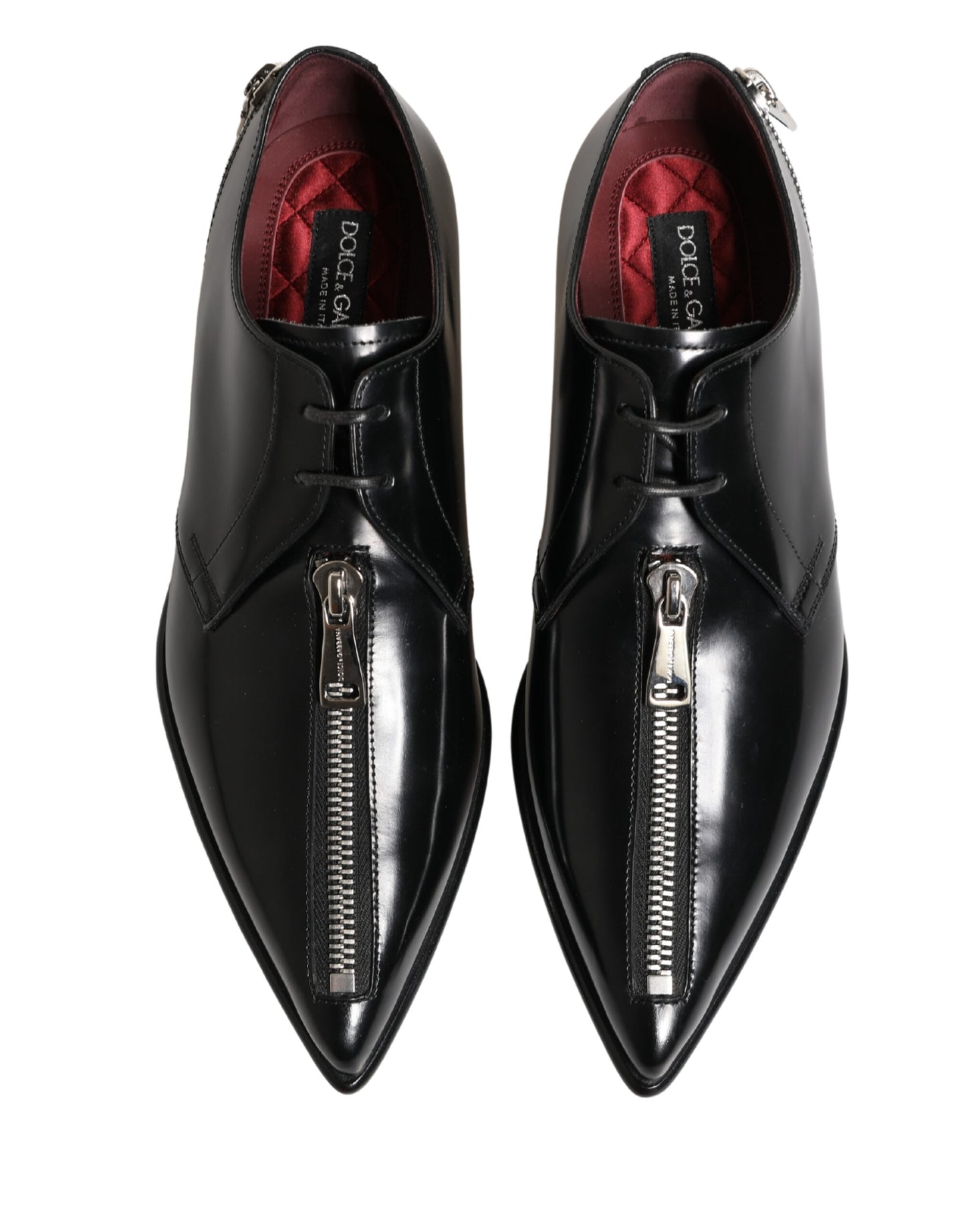 Dolce & Gabbana Men Black Lace-Up Leather Zip Dress Derby Shoes