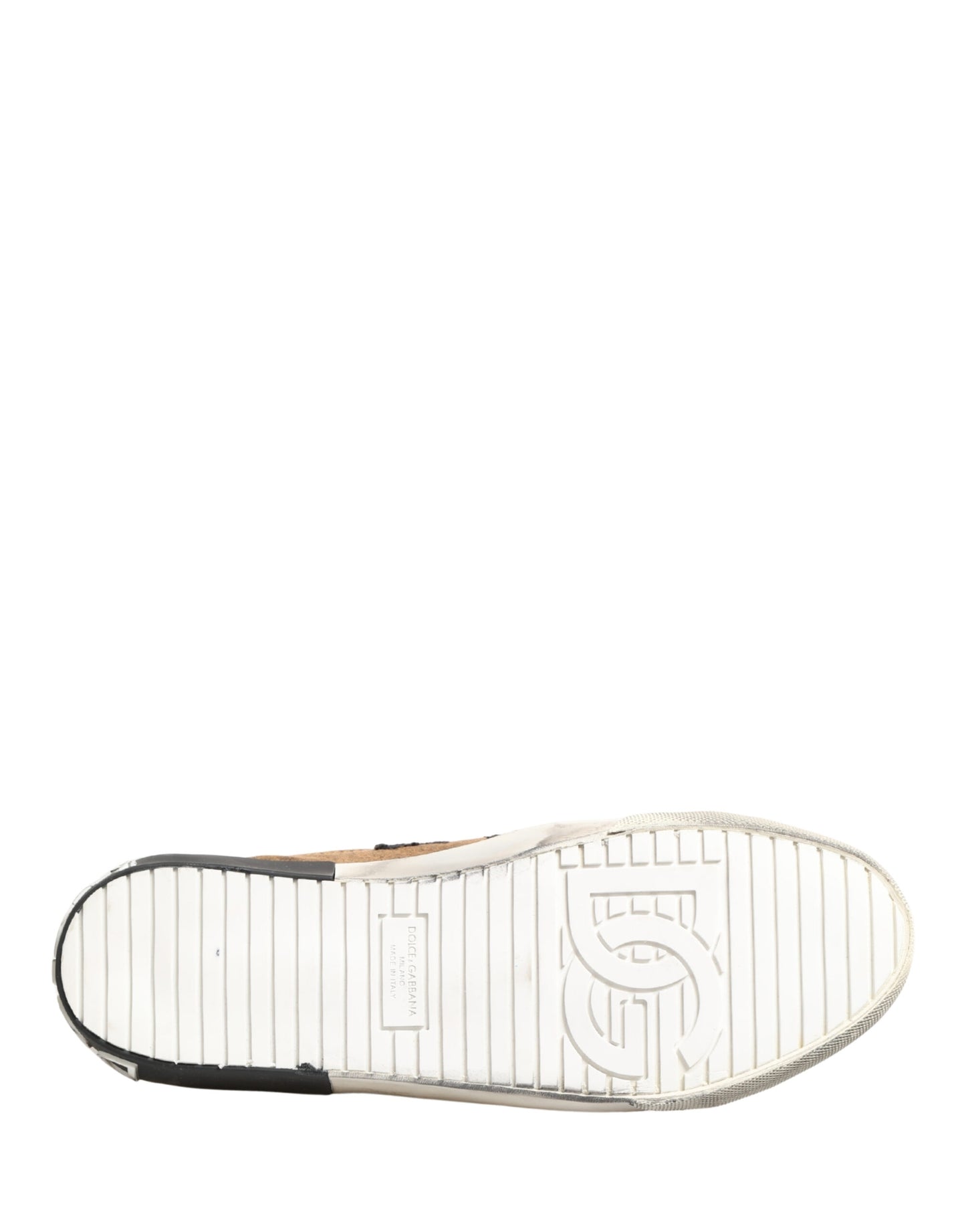 Dolce & Gabbana Brown Black Patch Denim Low Top Sneakers