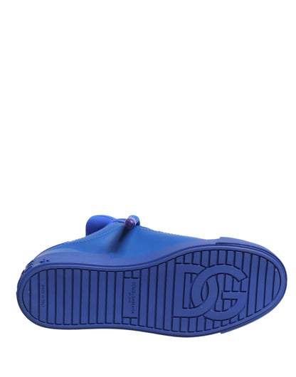 Dolce & Gabbana Blue Leather DG Logo Sole Low Top Sneakers