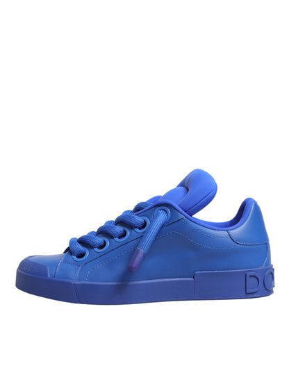 Dolce & Gabbana Blue Leather DG Logo Sole Low Top Sneakers
