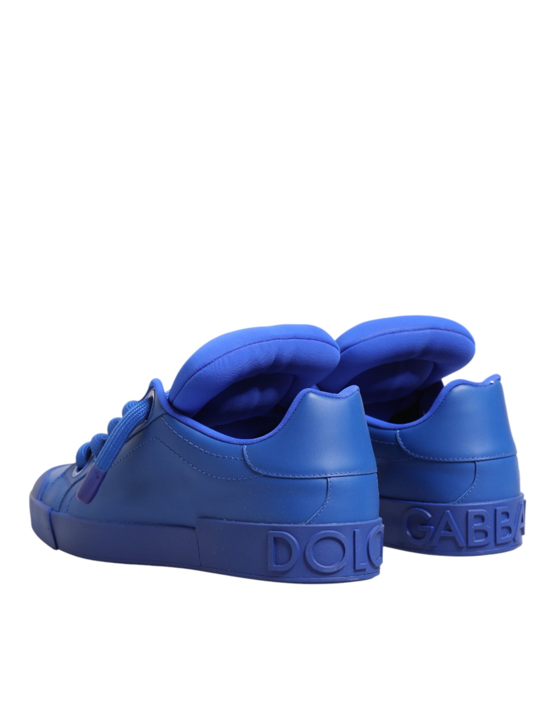 Dolce & Gabbana Blue Leather DG Logo Sole Low Top Sneakers