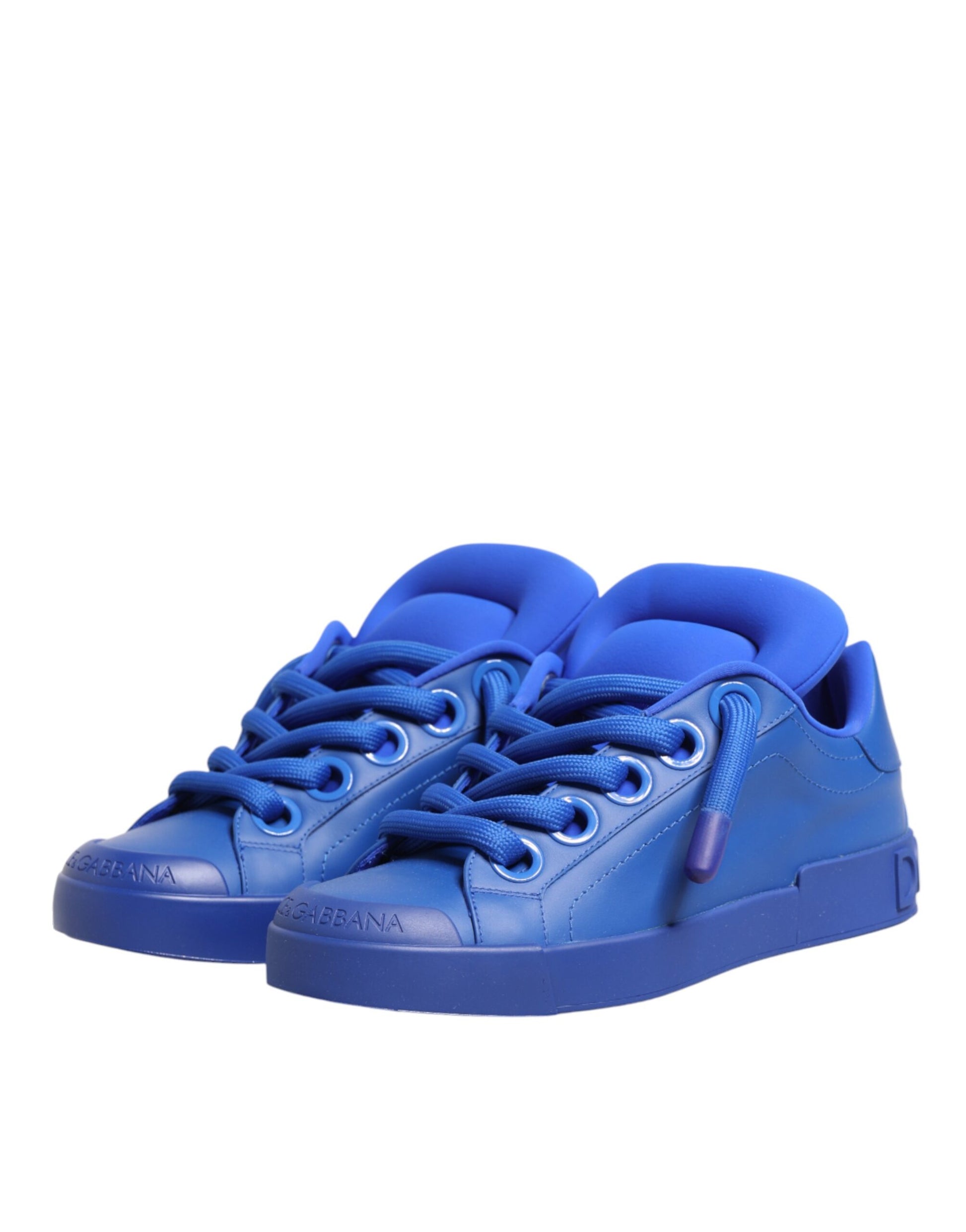 Dolce & Gabbana Blue Leather DG Logo Sole Low Top Sneakers