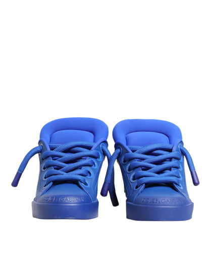 Dolce & Gabbana Blue Leather DG Logo Sole Low Top Sneakers