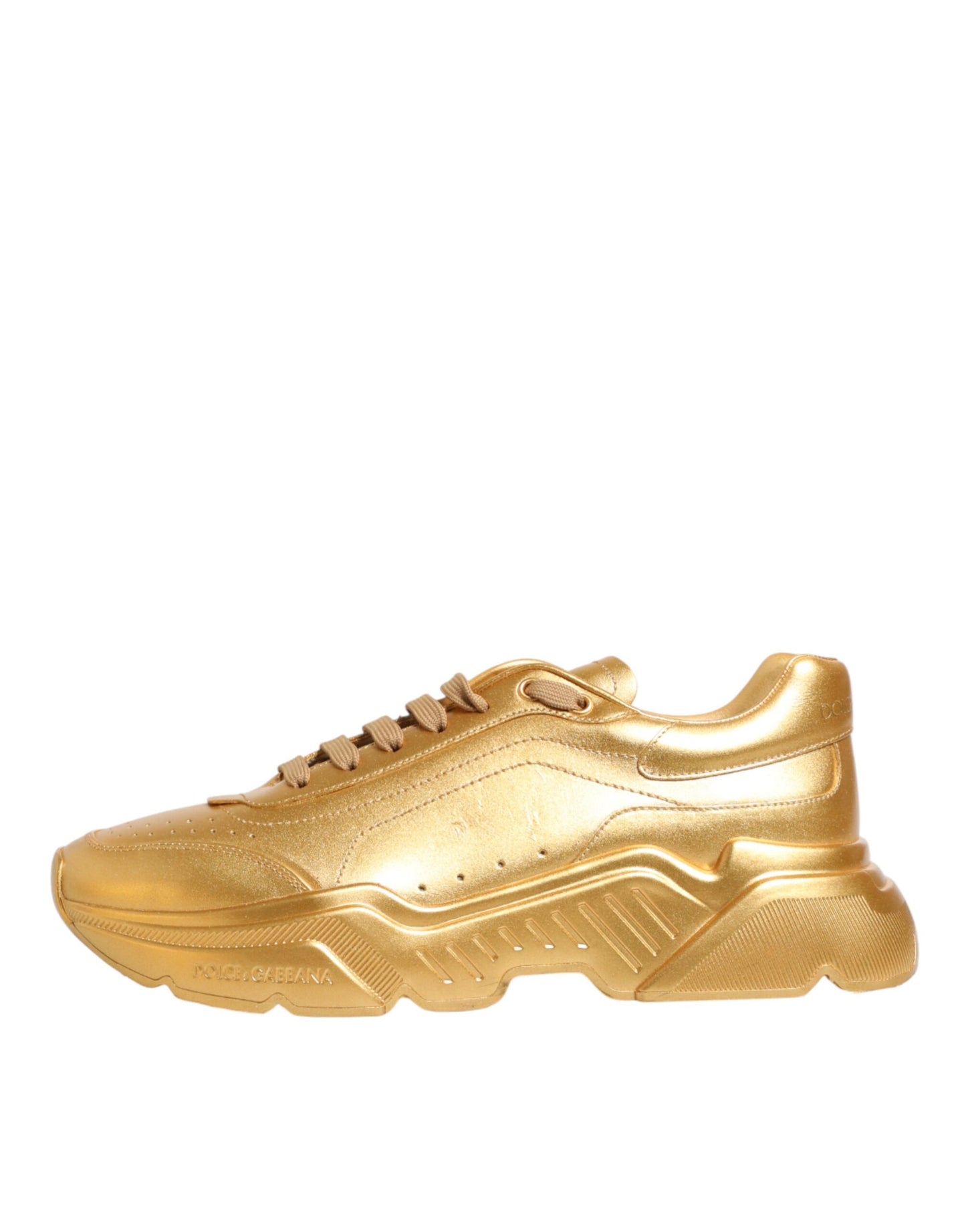 Dolce & Gabbana Gold Leather Daymaster Chunky Sneakers