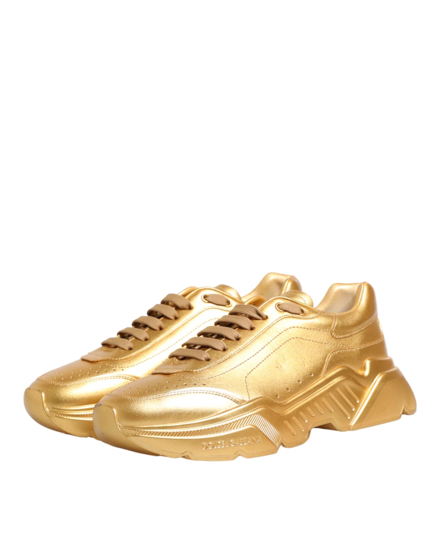 Dolce & Gabbana Gold Leather Daymaster Chunky Sneakers