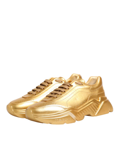 Dolce & Gabbana Gold Leather Daymaster Chunky Sneakers