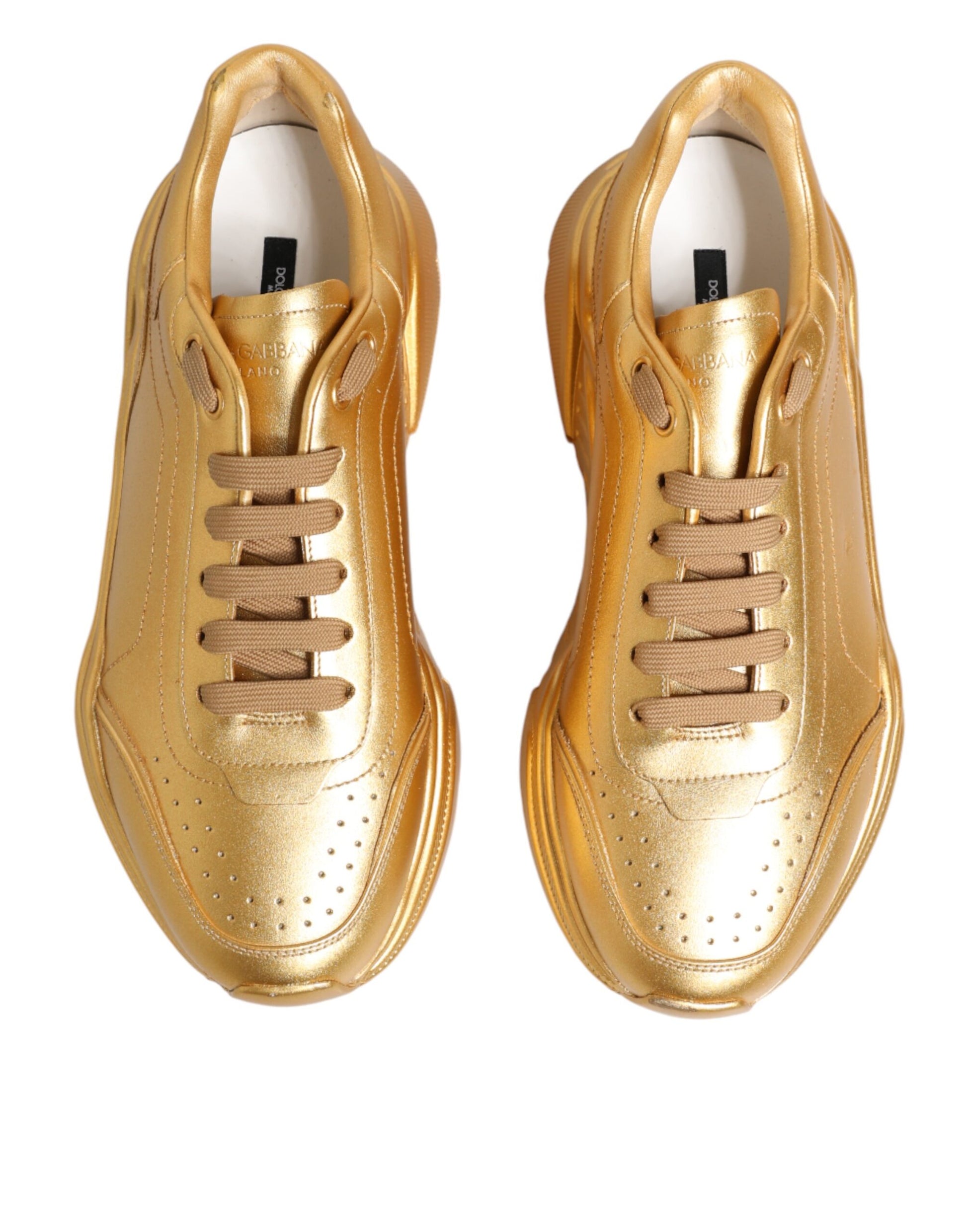 Dolce & Gabbana Gold Leather Daymaster Chunky Sneakers