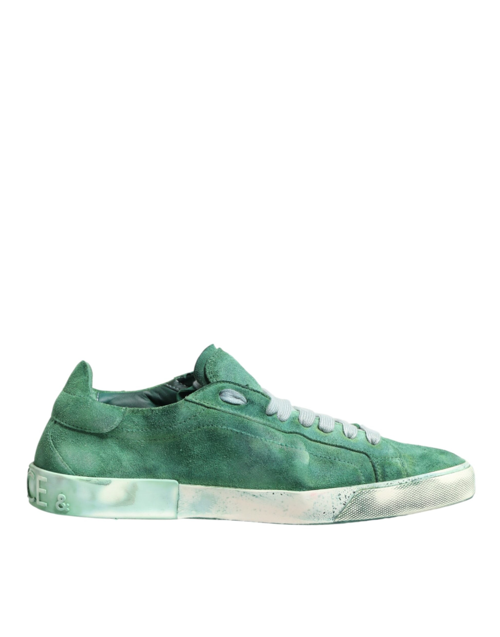 Dolce & Gabbana Green Suede DG Logo Sole Low Top Sneakers