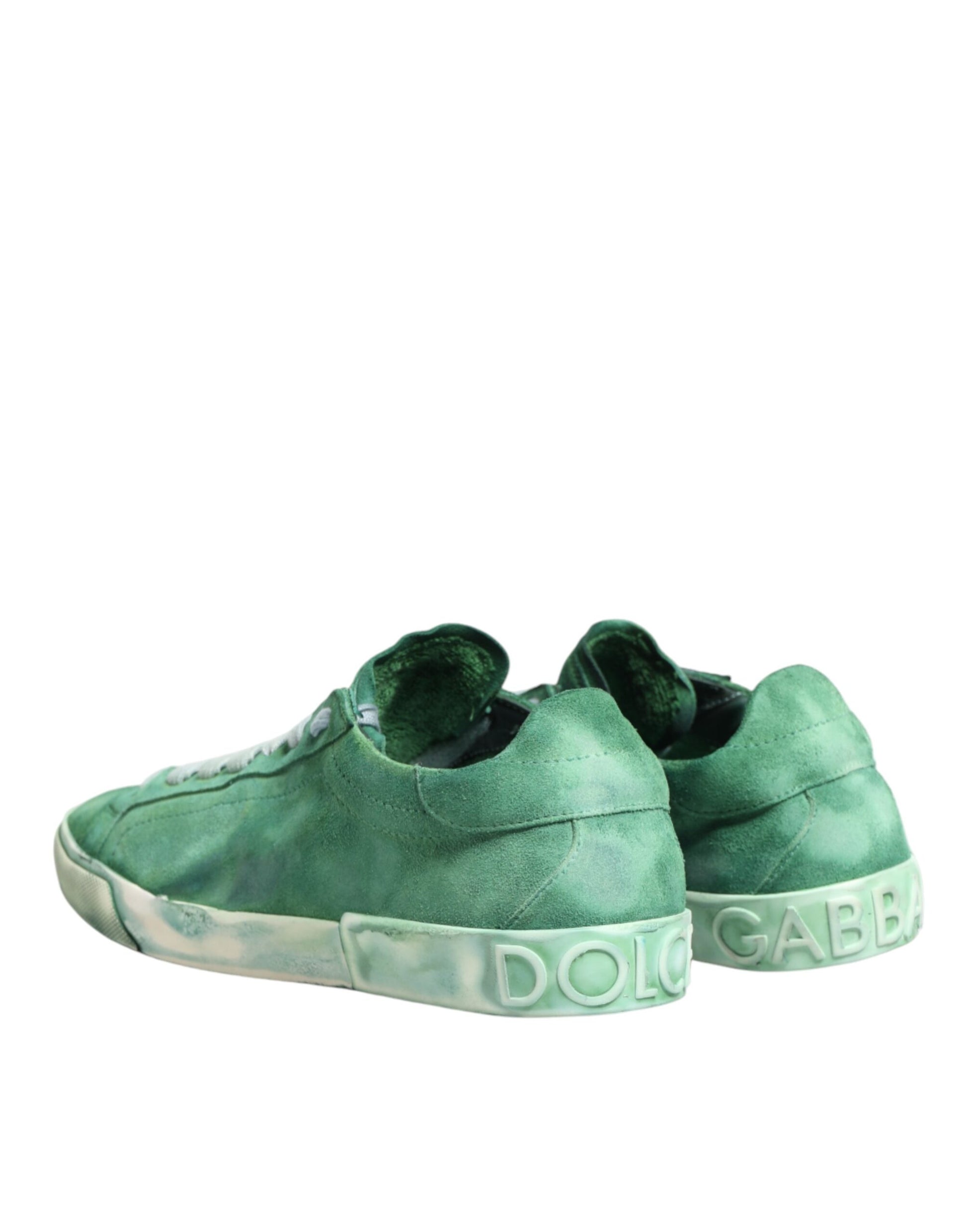 Dolce & Gabbana Green Suede DG Logo Sole Low Top Sneakers