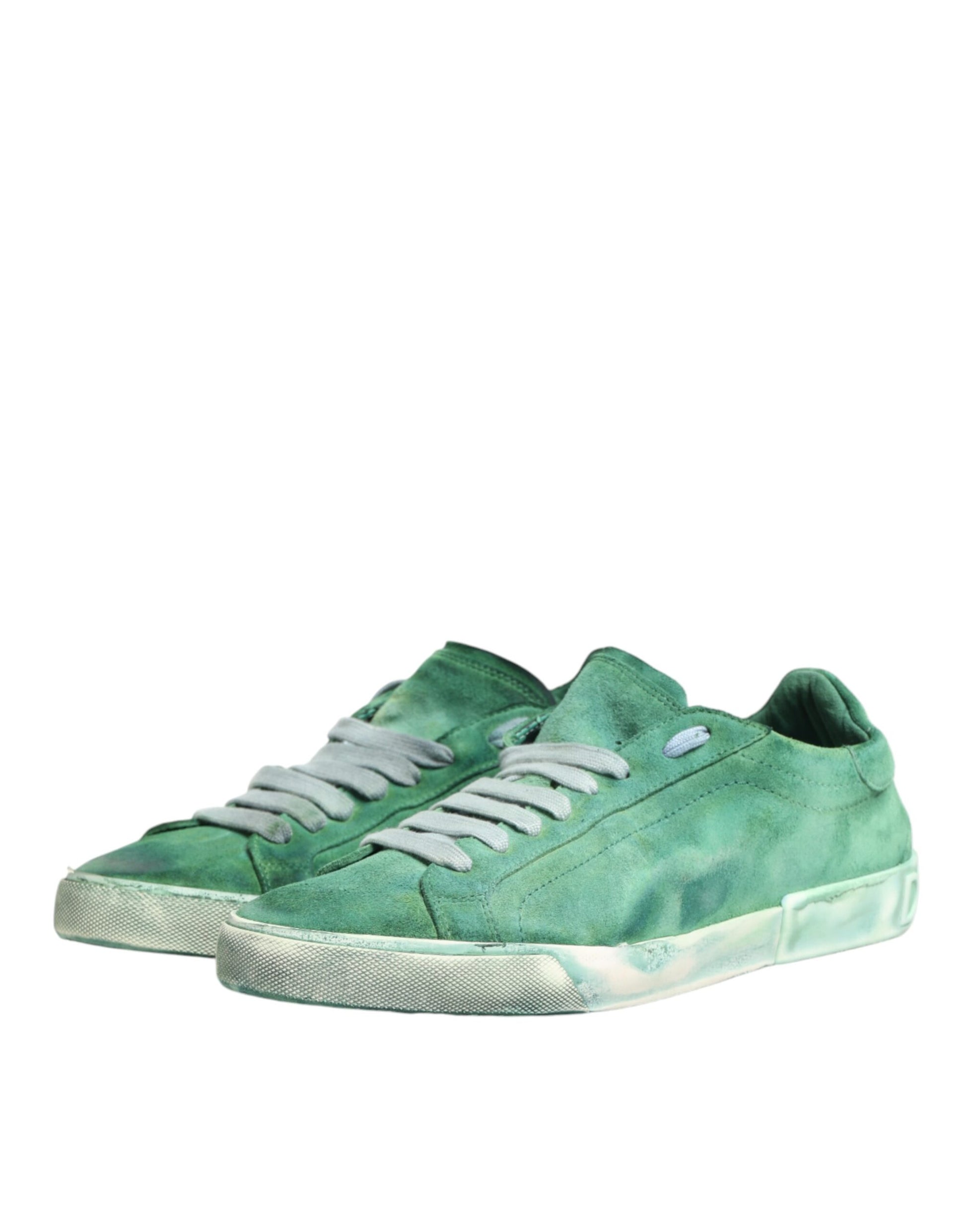 Dolce & Gabbana Green Suede DG Logo Sole Low Top Sneakers
