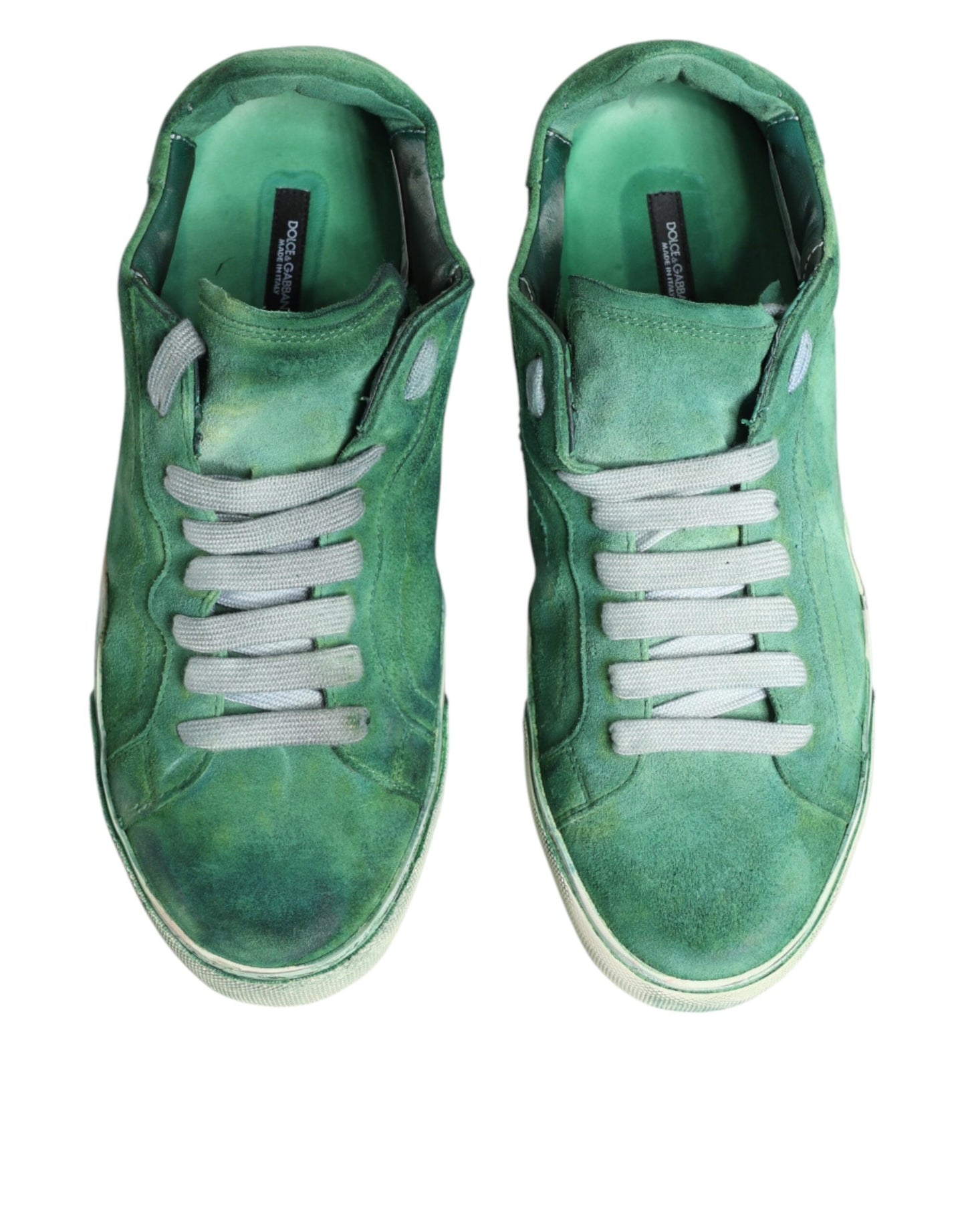 Dolce & Gabbana Green Suede DG Logo Sole Low Top Sneakers