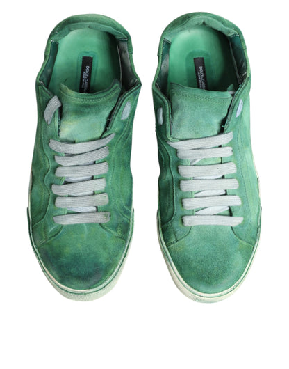 Dolce & Gabbana Green Suede DG Logo Sole Low Top Sneakers