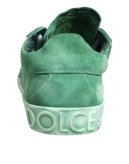 Dolce & Gabbana Green Suede DG Logo Sole Low Top Sneakers