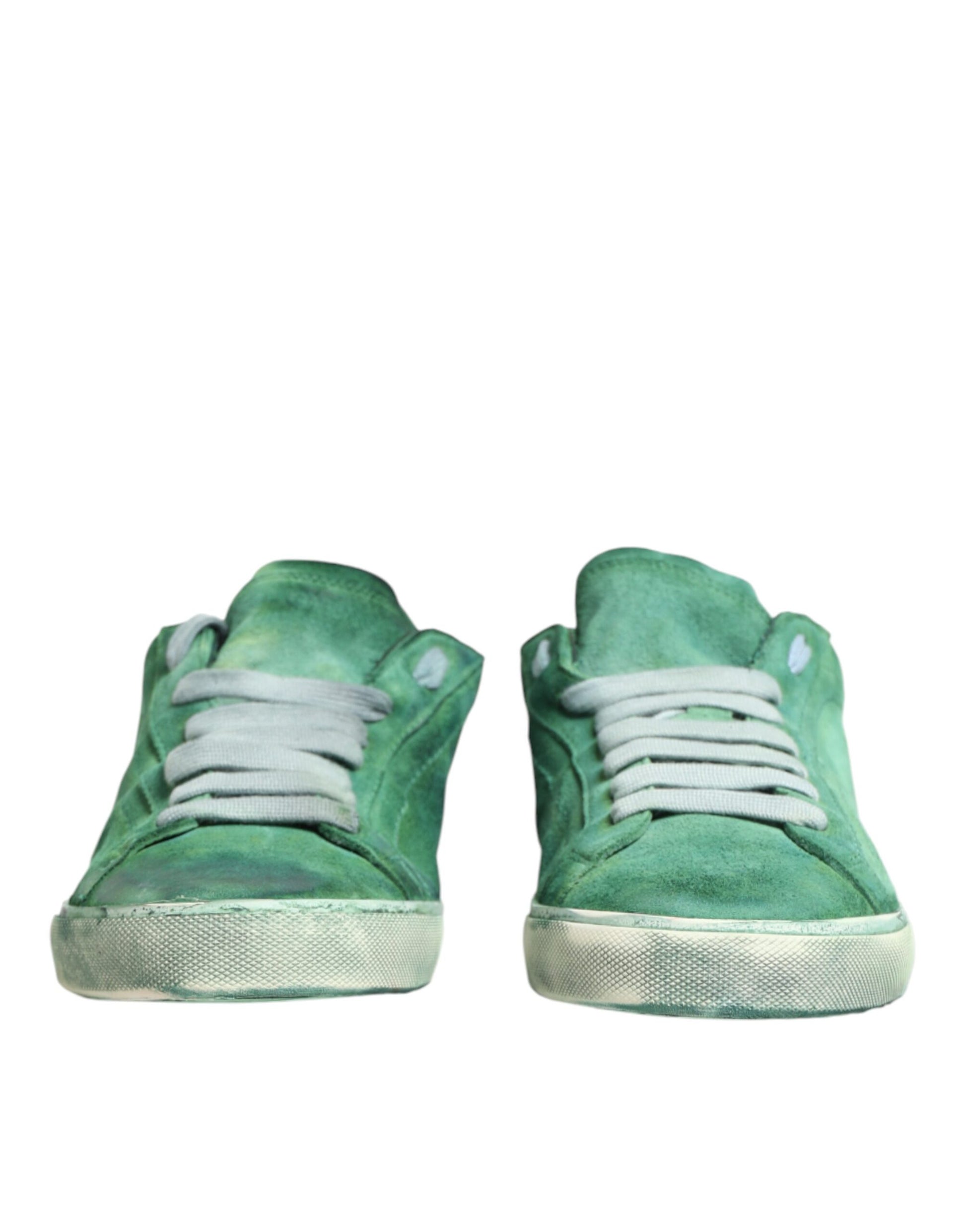 Dolce & Gabbana Green Suede DG Logo Sole Low Top Sneakers